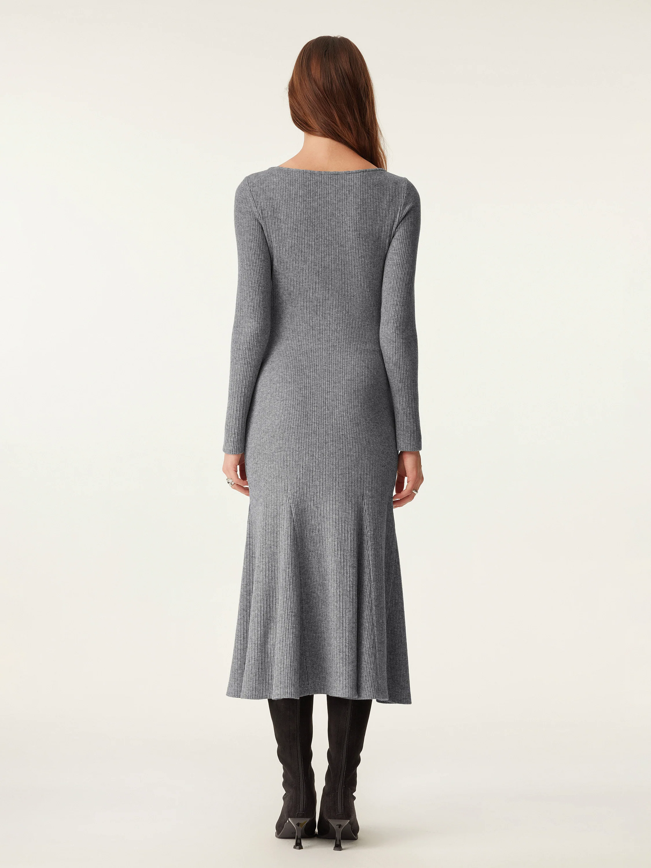 Boatneck Flare Midi Dress Boatneck Flare Midi Dress