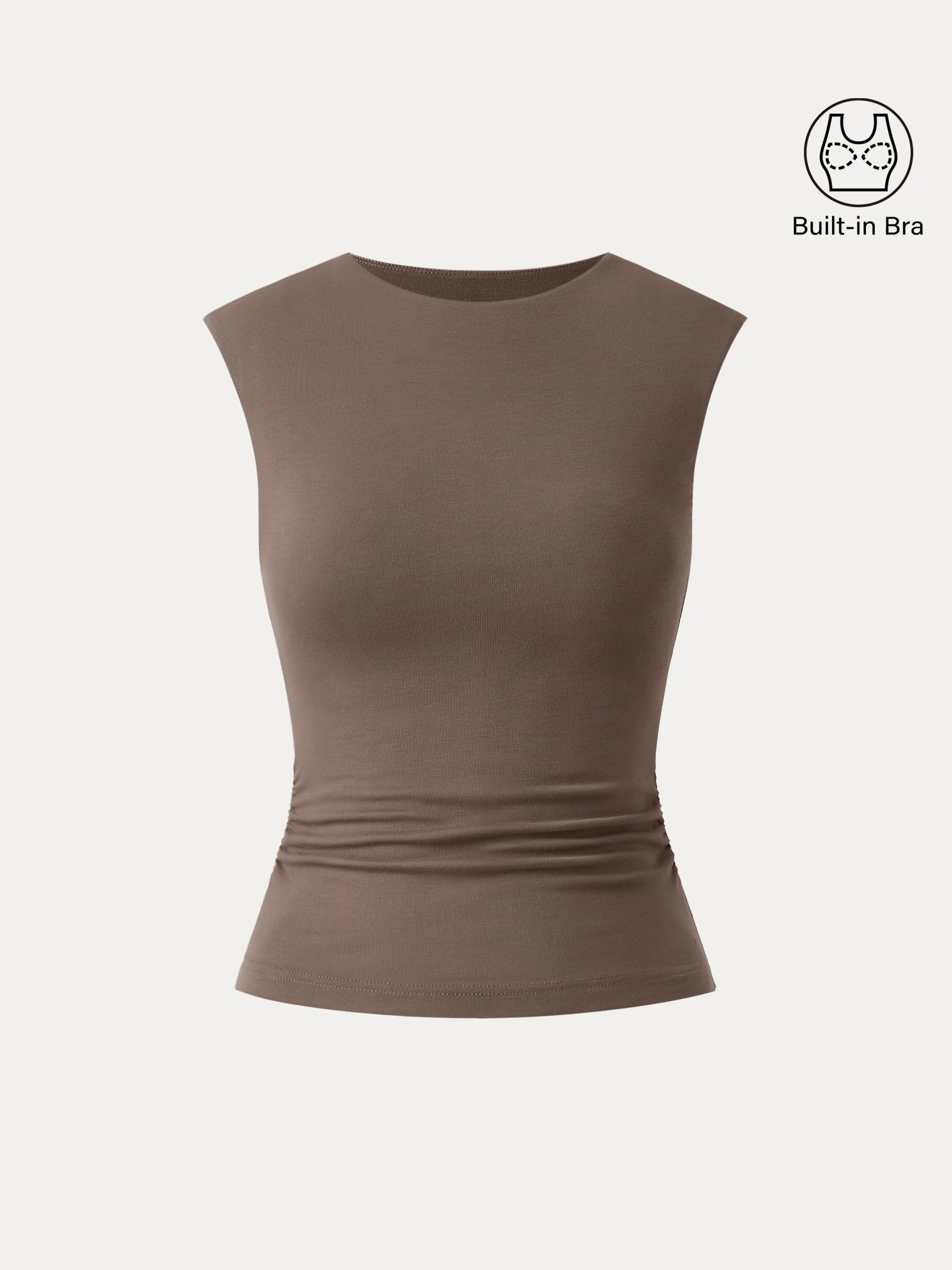 Sleek Crewneck Side Ruched Slimming Brami Tank Sleek Crewneck Side Ruched Slimming Brami Tank