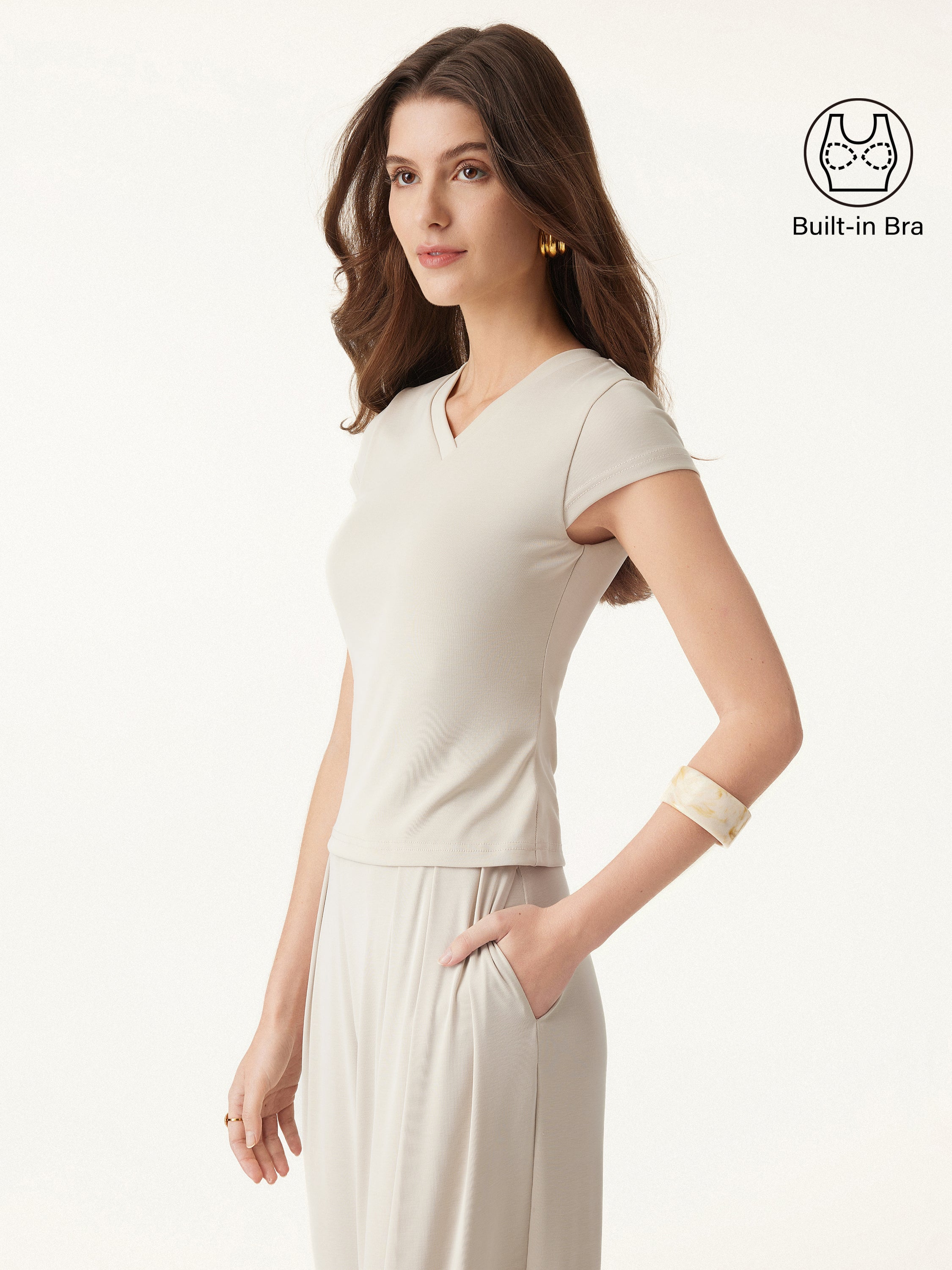 Sandwashed V-neck Short Sleeve Brami Sandwashed V-neck Short Sleeve Brami