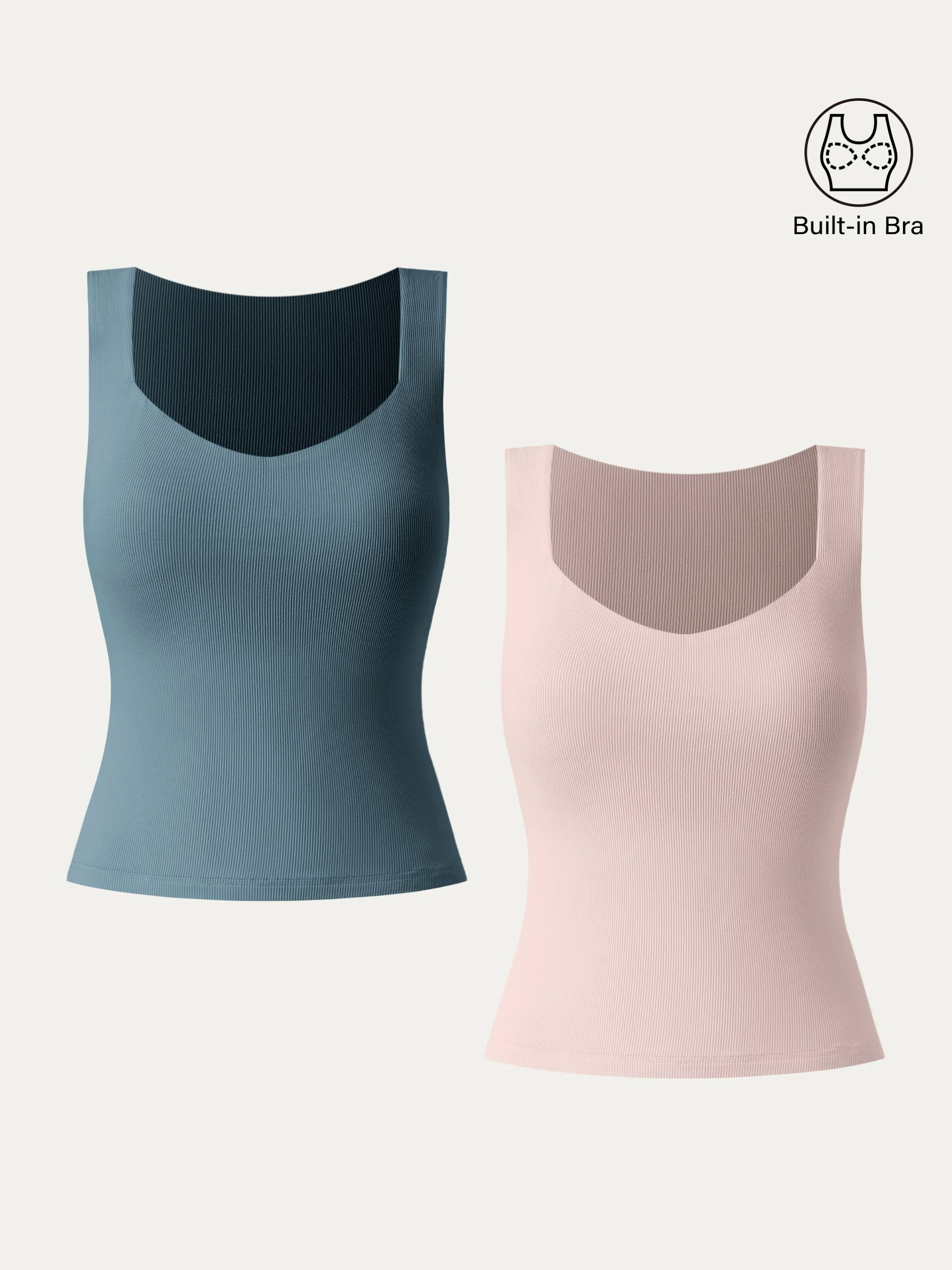 Diamond Neck Ribbed New Airy Brami Tank Diamond Neck Ribbed New Airy Brami Tank