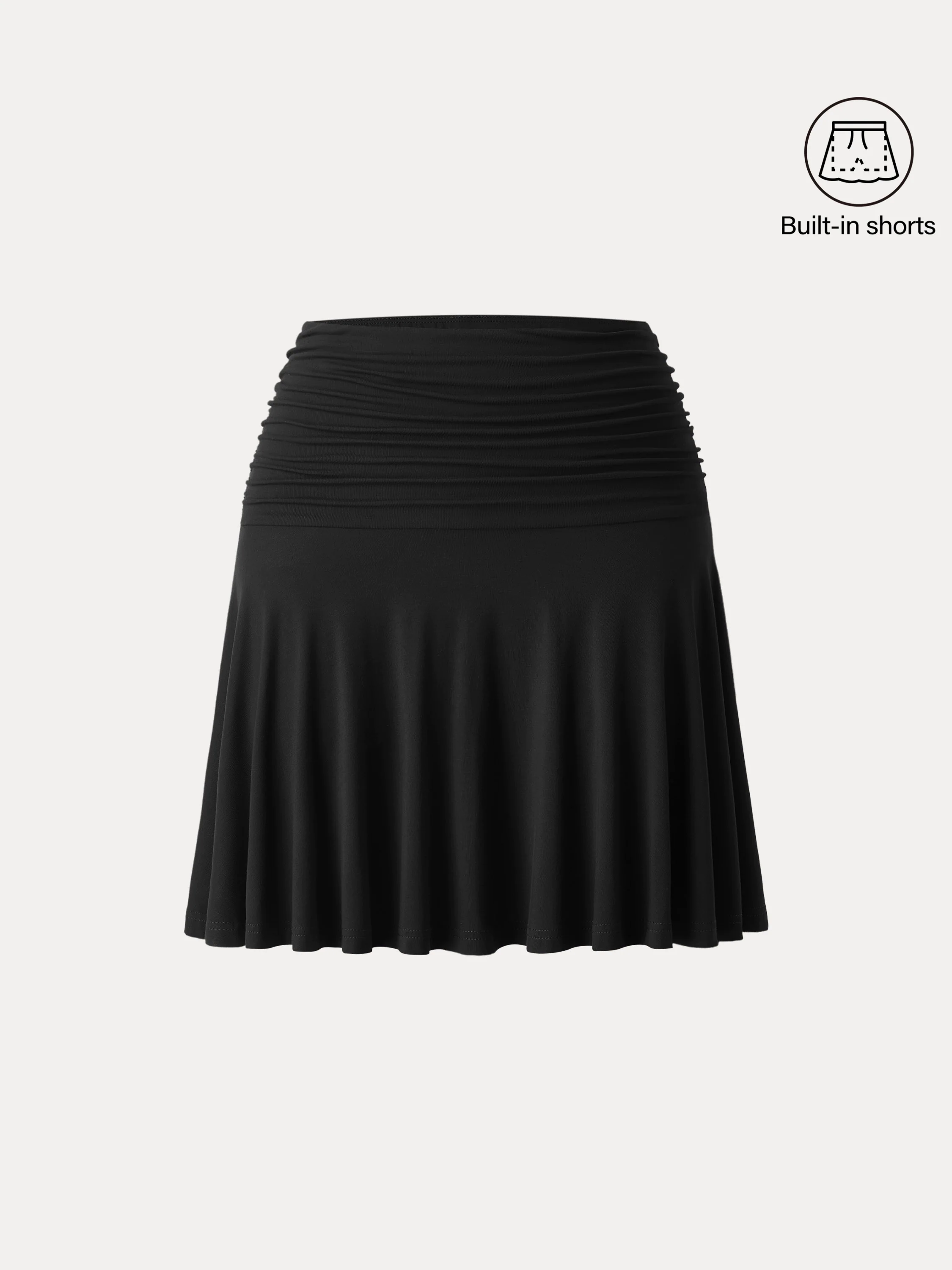 Essential Ruched Mini Circle Skirt with Lined Shorts Essential Ruched Mini Circle Skirt with Lined Shorts