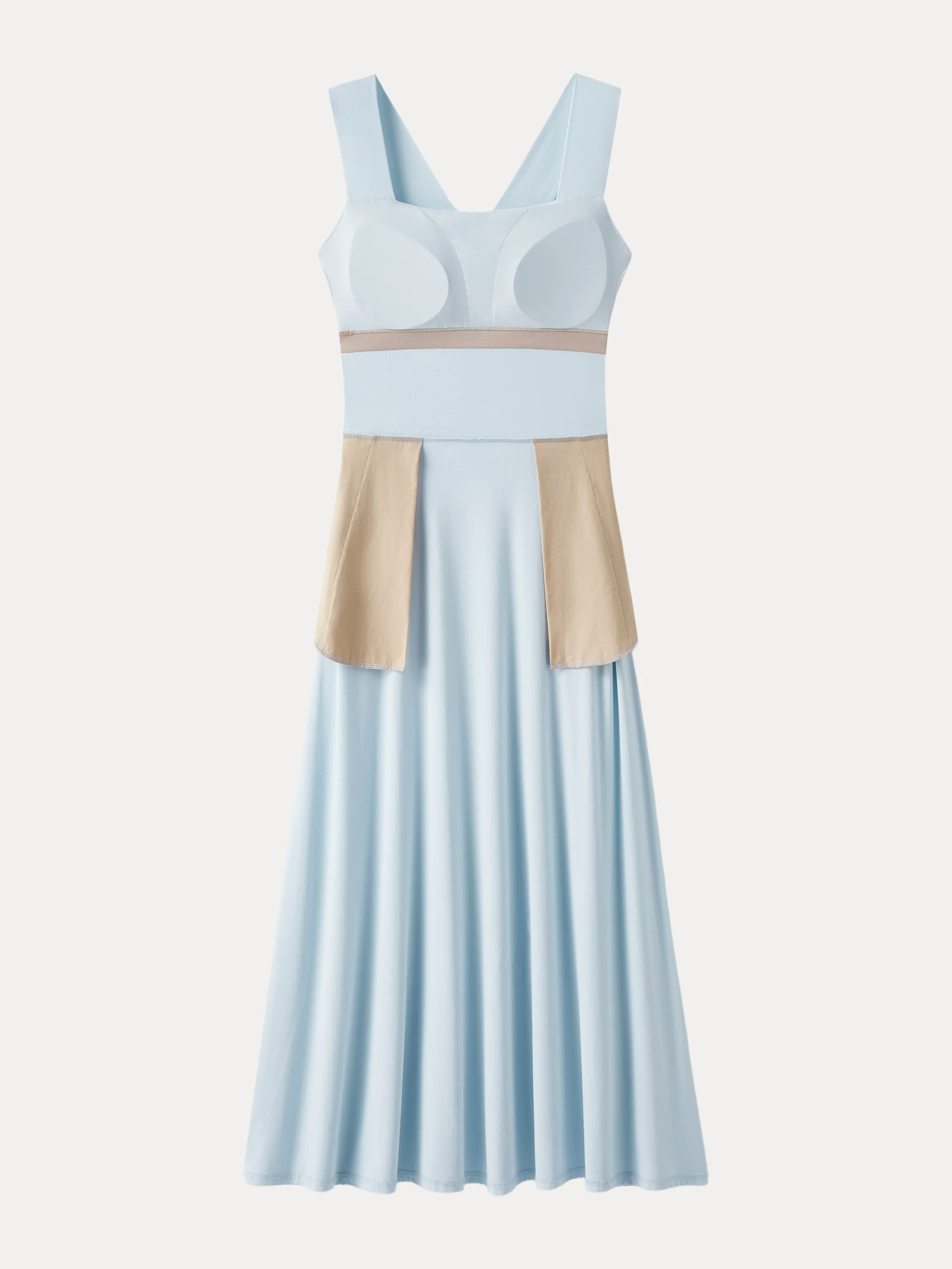 Flowy Square Neck Wide Straps Midi Brami Dress with Pockets Flowy Square Neck Wide Straps Midi Brami Dress with Pockets
