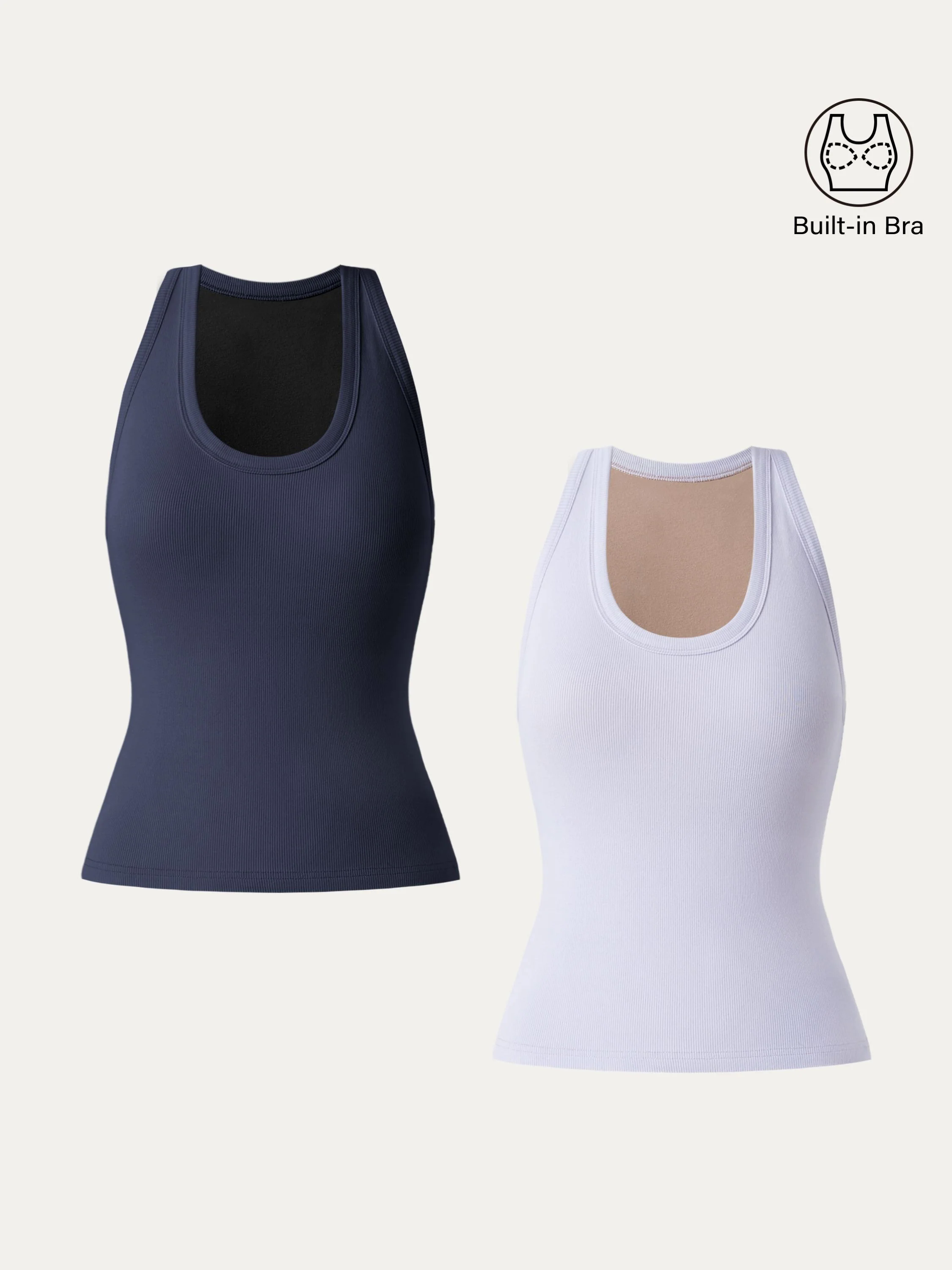 Stretch Cotton U-neck Racer Back Brami Tank Stretch Cotton U-neck Racer Back Brami Tank
