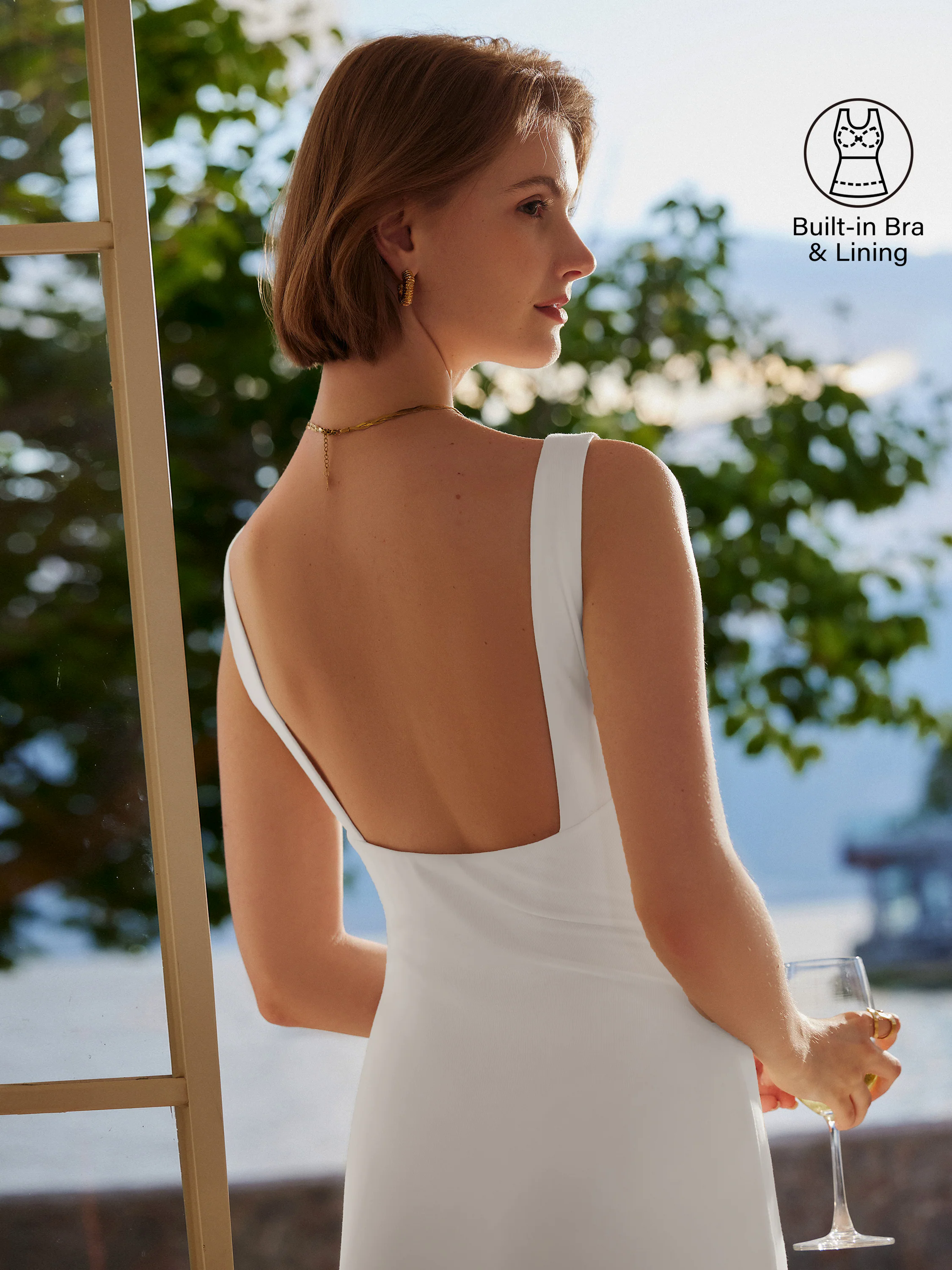 Classy Boatneck Open Back Bandless Midi Brami Dress