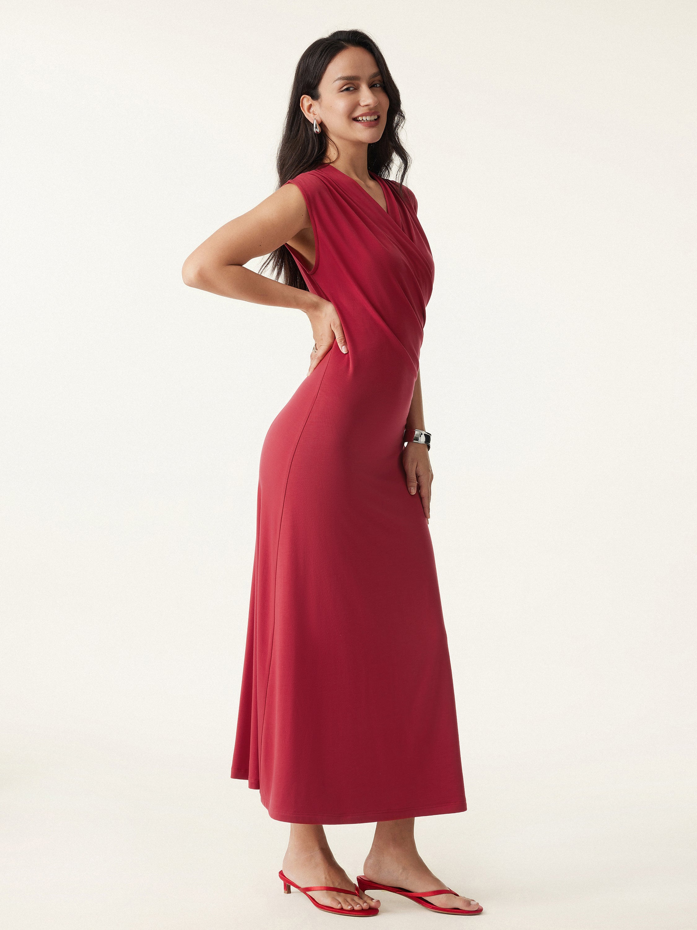Ultrasoft Tencel Surplice Gathered Maxi Dress Ultrasoft Tencel Surplice Gathered Maxi Dress