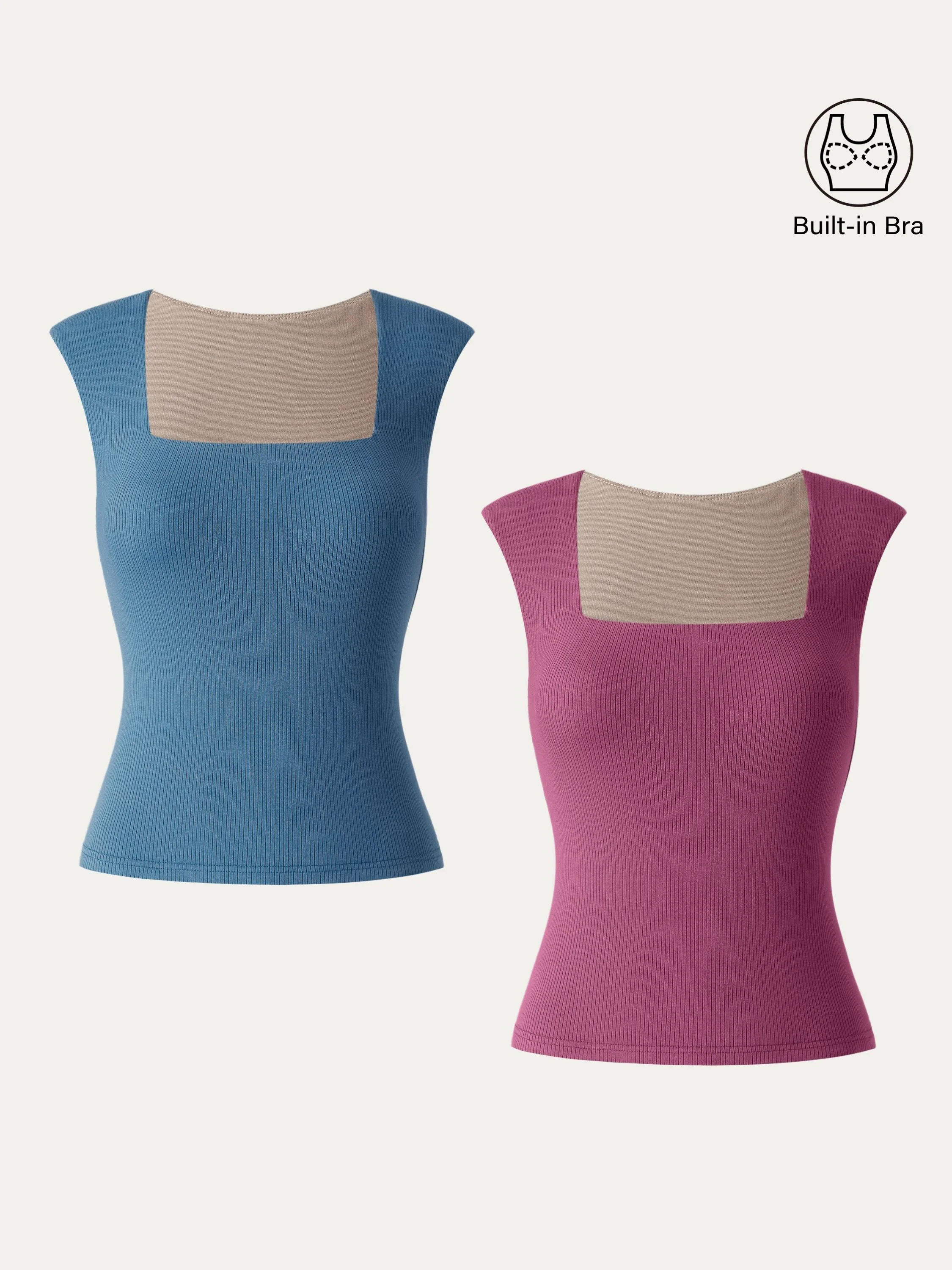 Stretch Cotton Square Neck Ribbed Brami Stretch Cotton Square Neck Ribbed Brami