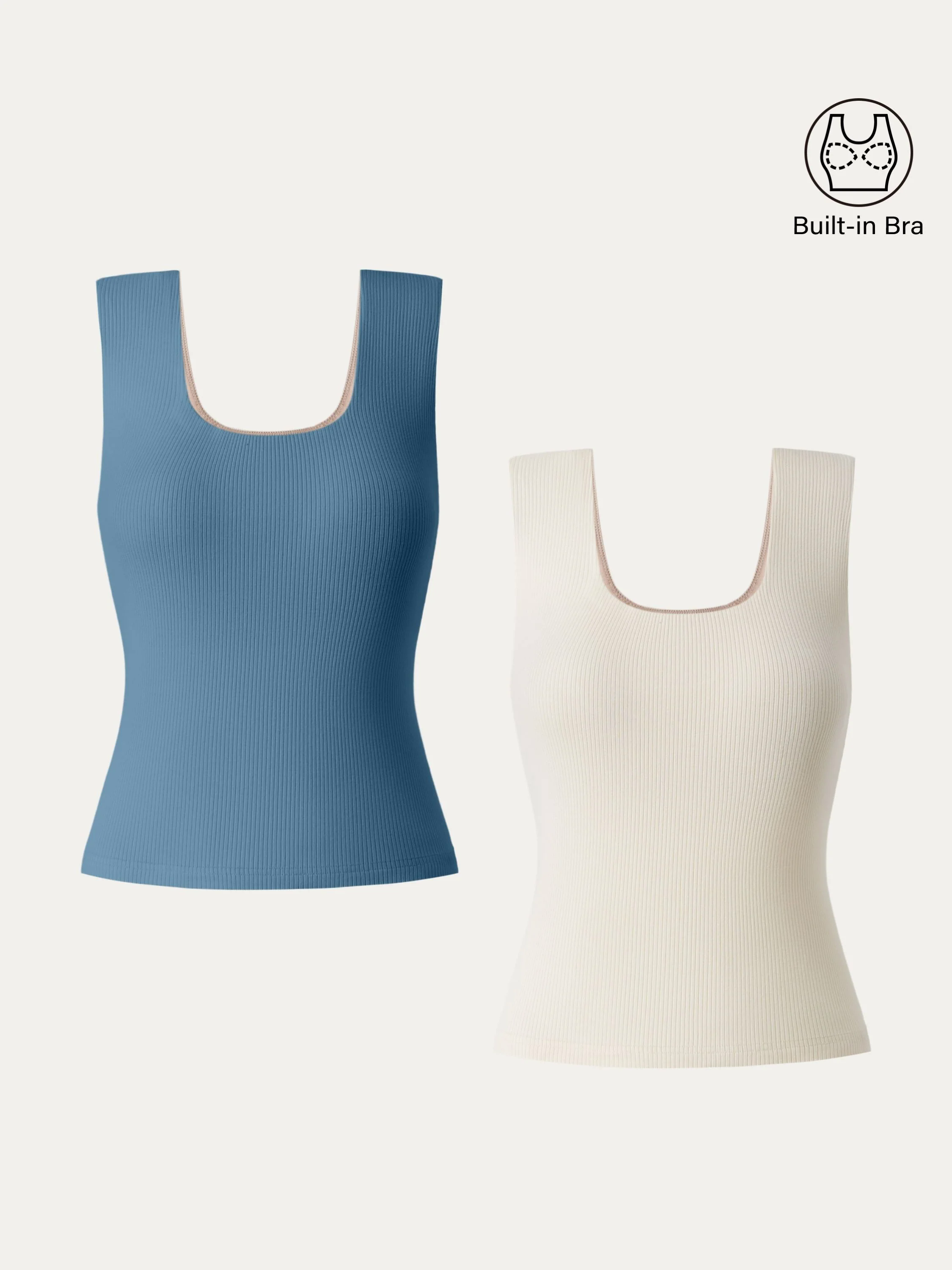 Stretch Cotton Wide Strap Ribbed Brami Tank Stretch Cotton Wide Strap Ribbed Brami Tank