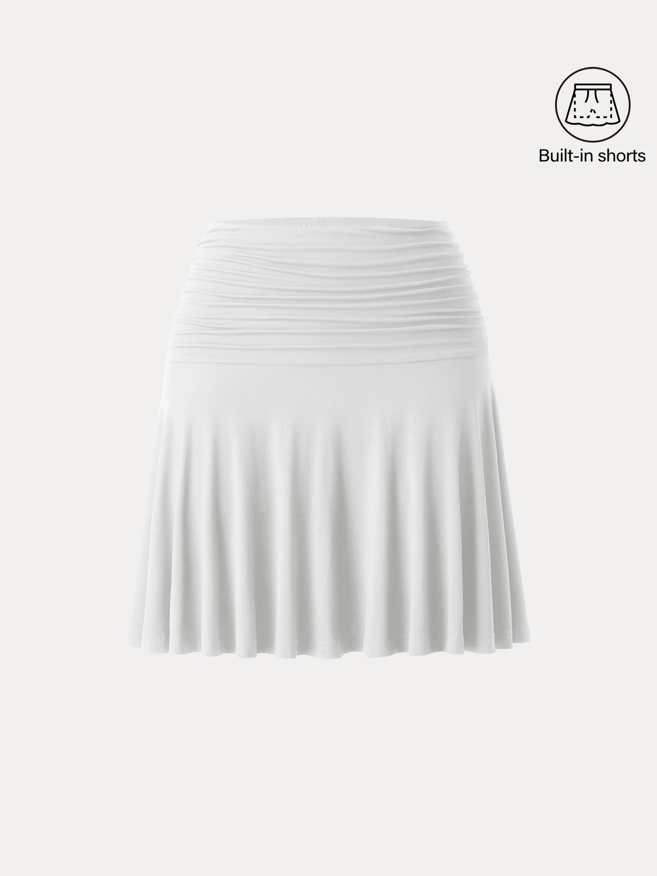 Essential Ruched Mini Circle Skirt with Lined Shorts Essential Ruched Mini Circle Skirt with Lined Shorts