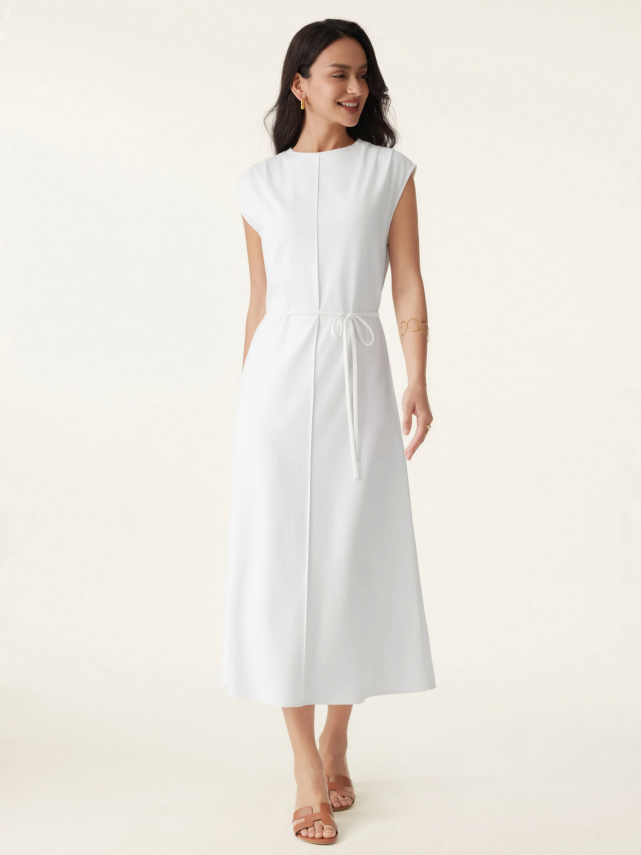 Breezy Easy Crewneck Zippered Midi Dress Breezy Easy Crewneck Zippered Midi Dress