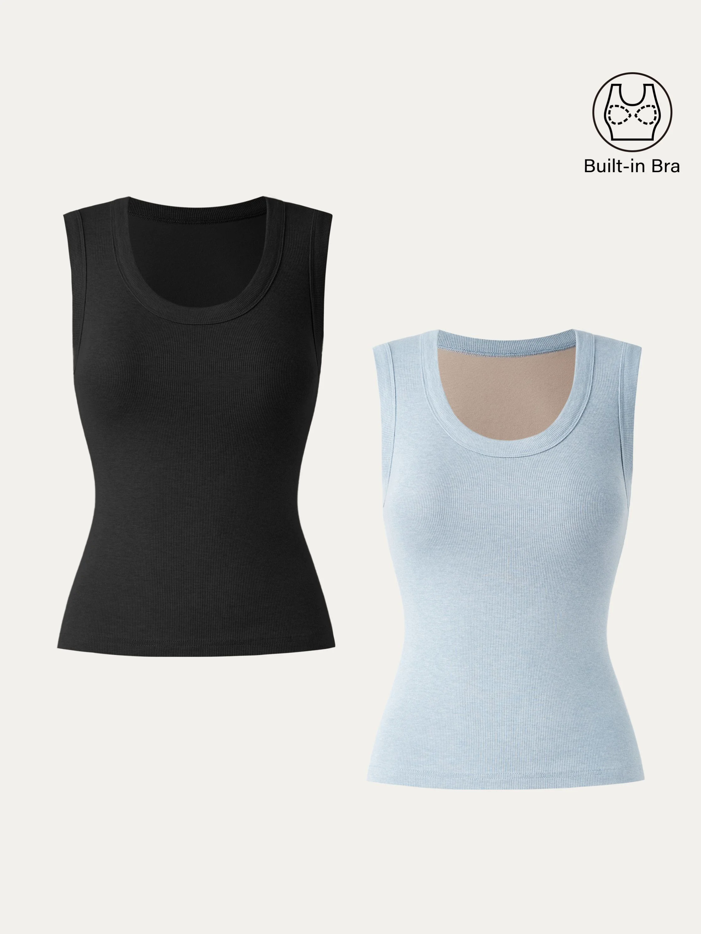 2Pcs Set Stretch Cotton Scoopneck New Airy Brami Tank 2Pcs Set Stretch Cotton Scoopneck New Airy Brami Tank