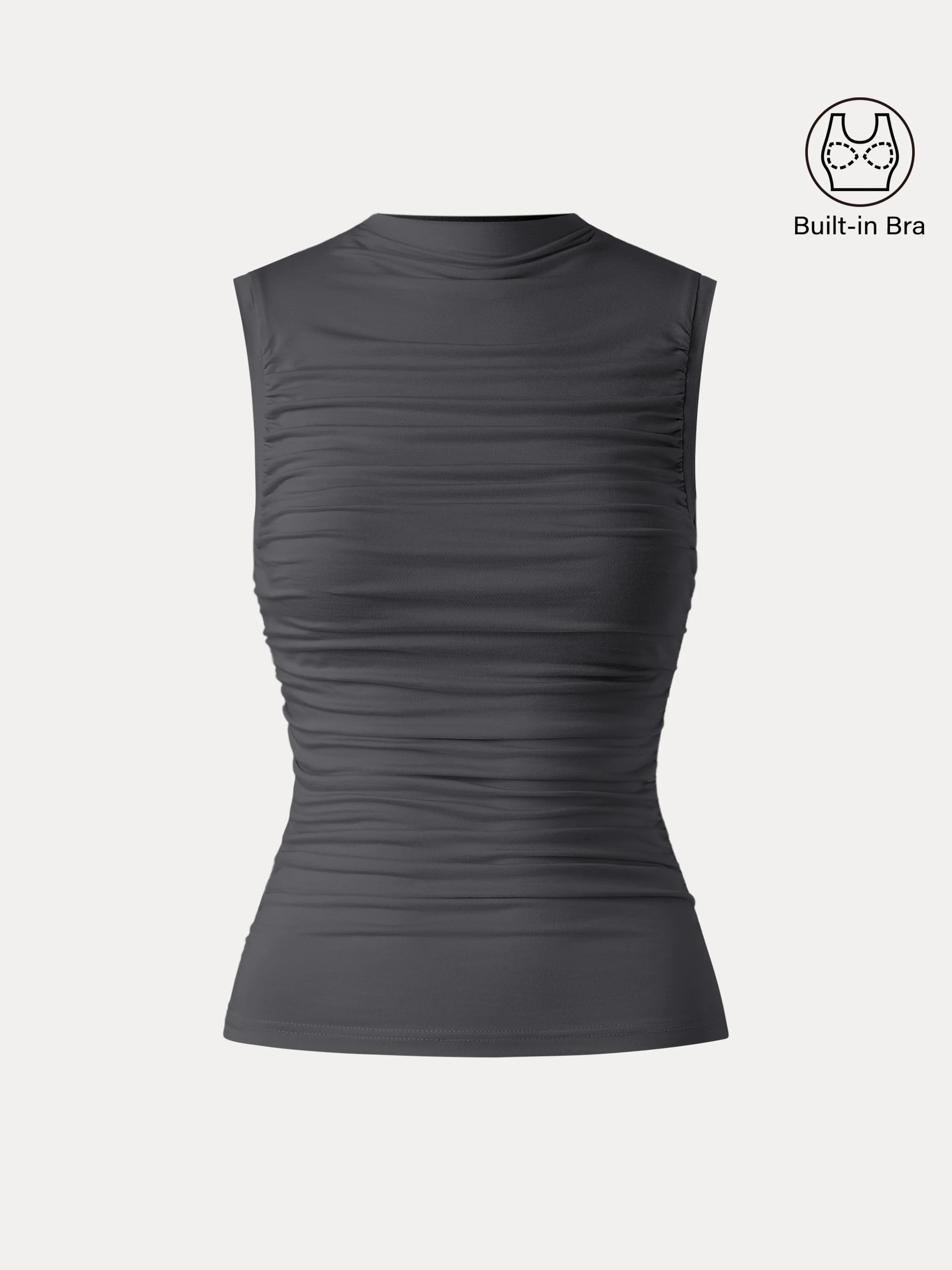 Mockneck Side Gathered Cut-out Brami Tank Mockneck Side Gathered Cut-out Brami Tank