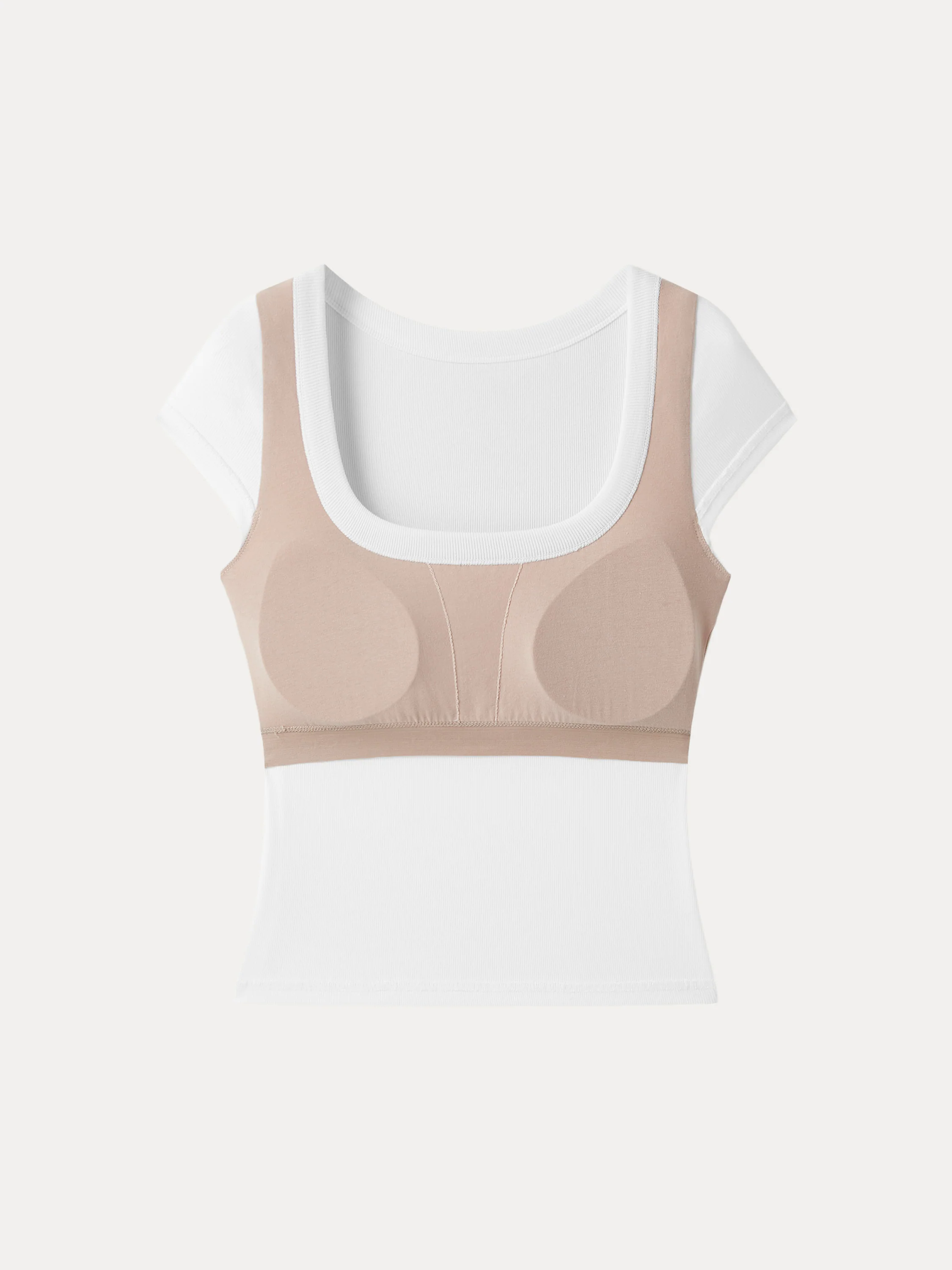 2Pcs Set Stretch Cotton Square Neck Cap Sleeve Brami 2Pcs Set Stretch Cotton Square Neck Cap Sleeve Brami