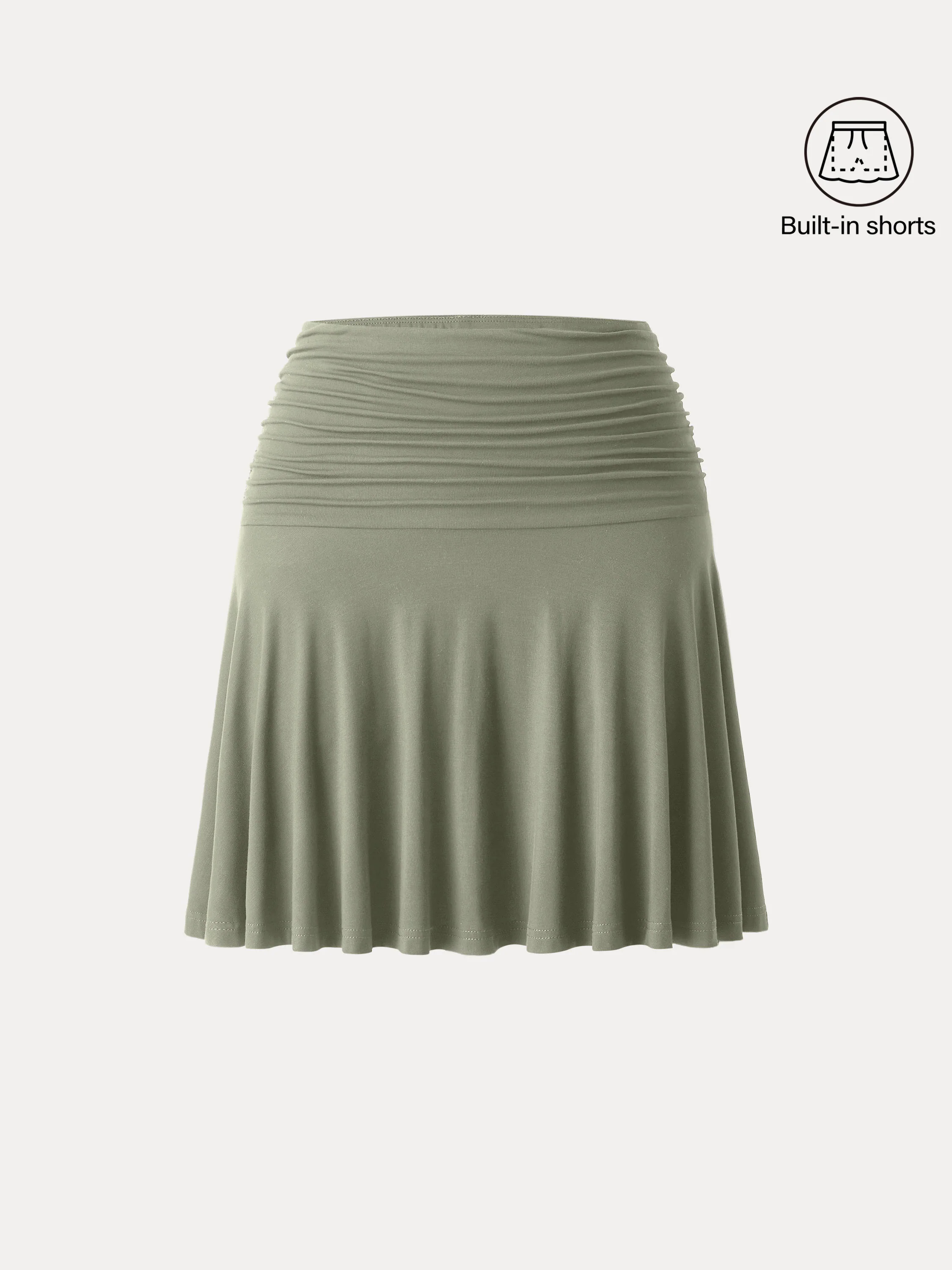 Essential Ruched Mini Circle Skirt with Lined Shorts Essential Ruched Mini Circle Skirt with Lined Shorts