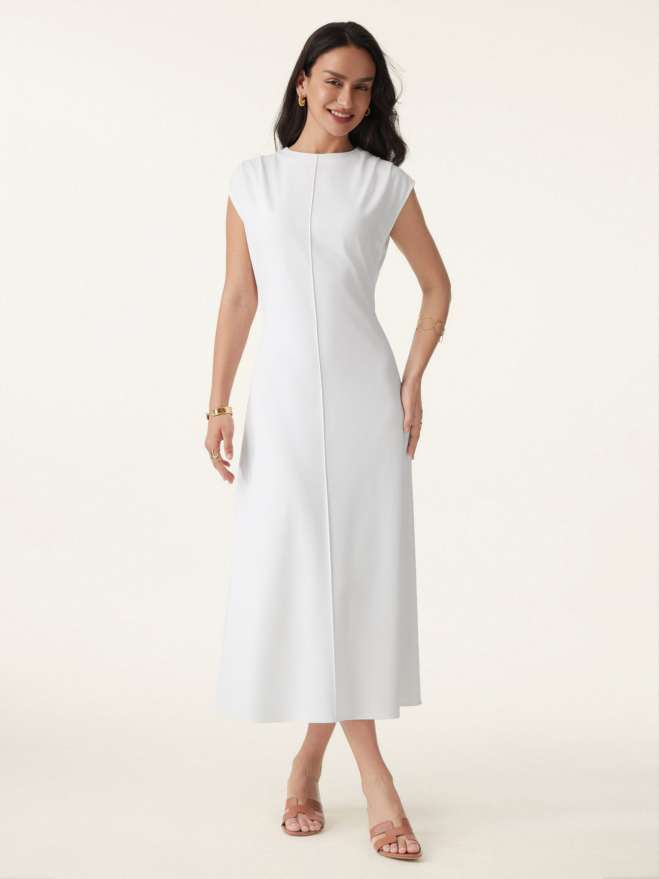 Breezy Easy Crewneck Zippered Midi Dress Breezy Easy Crewneck Zippered Midi Dress