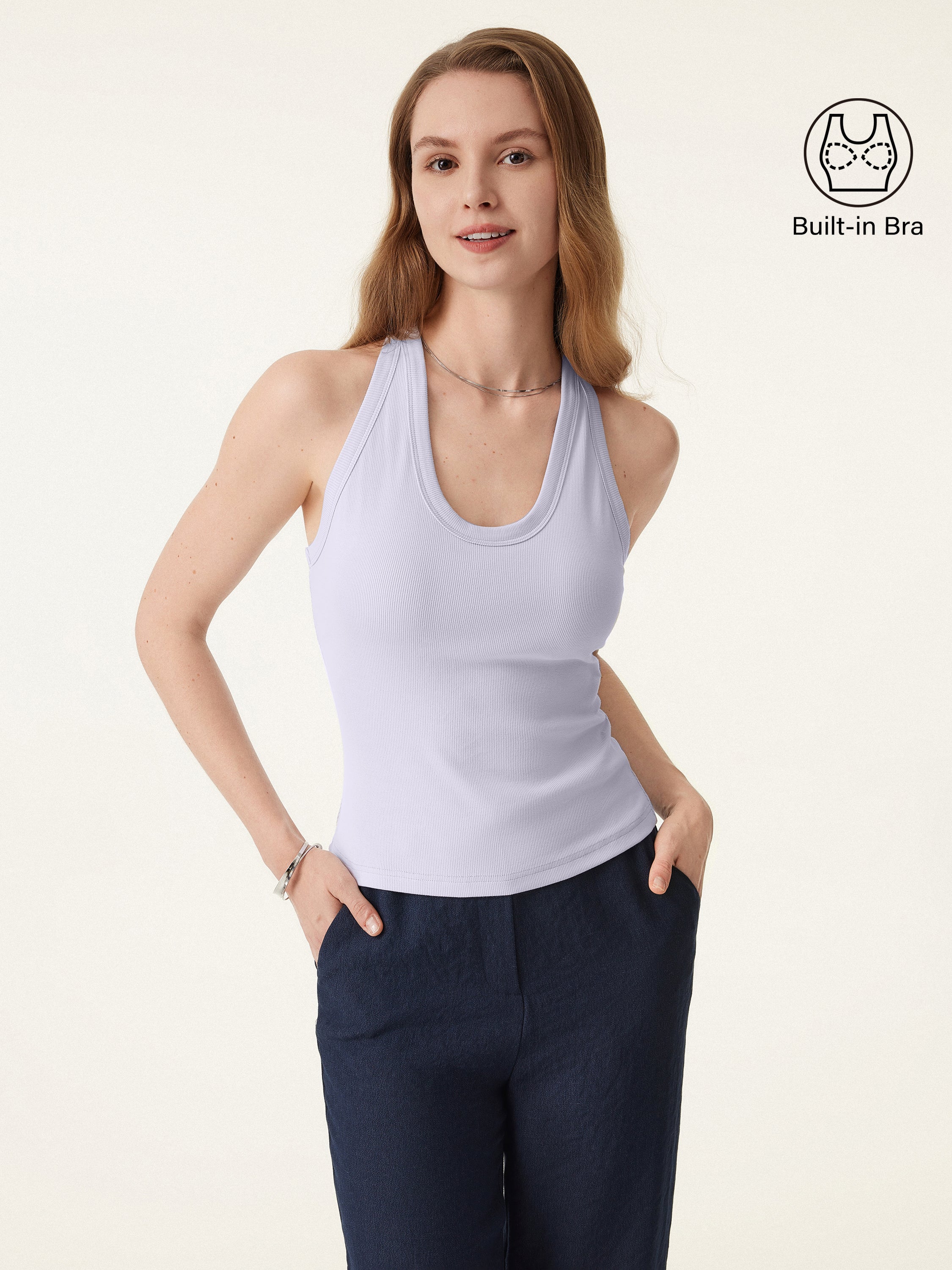 Stretch Cotton U-neck Racer Back Brami Tank Stretch Cotton U-neck Racer Back Brami Tank