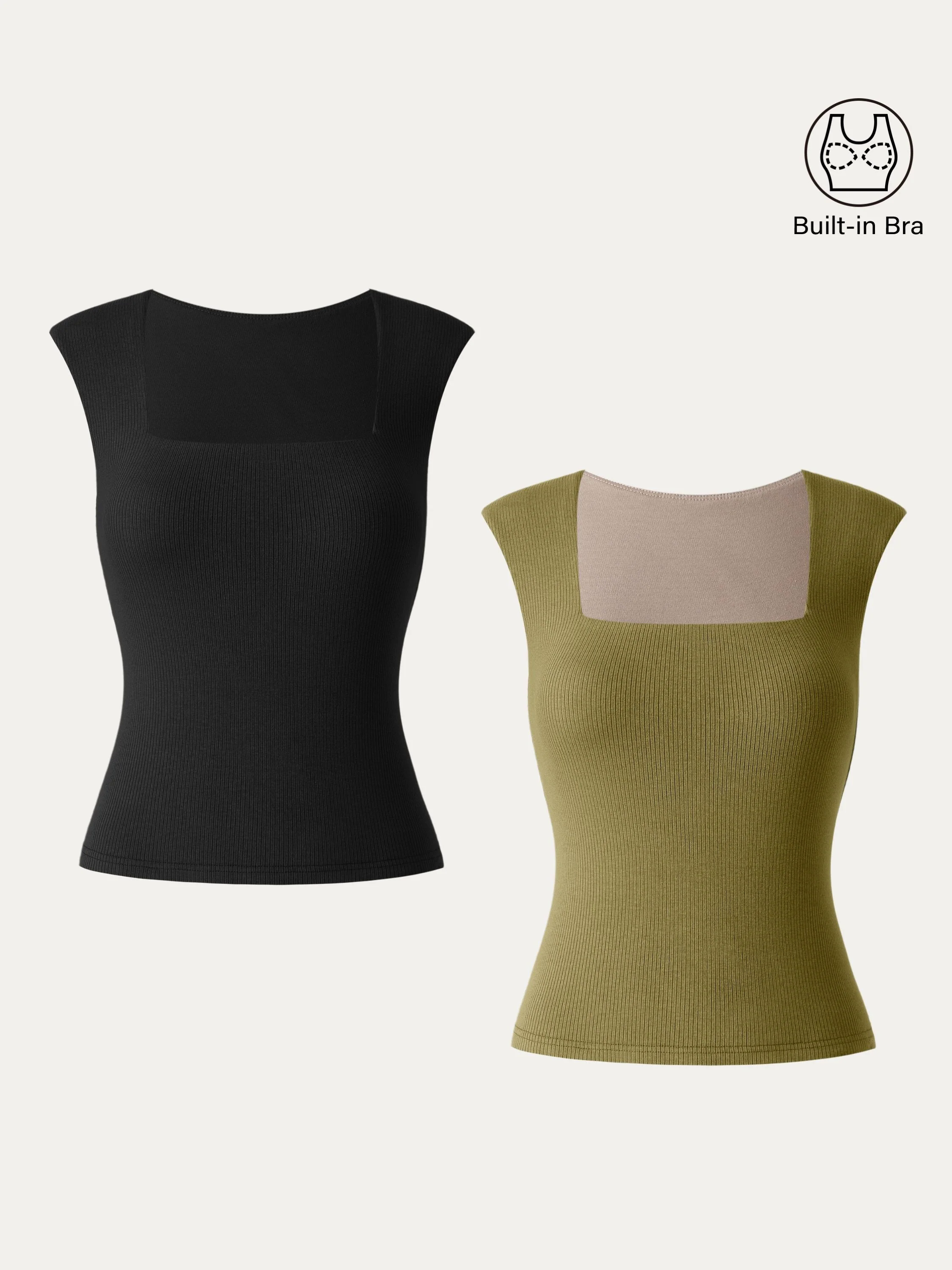 Stretch Cotton Square Neck Ribbed Brami Stretch Cotton Square Neck Ribbed Brami