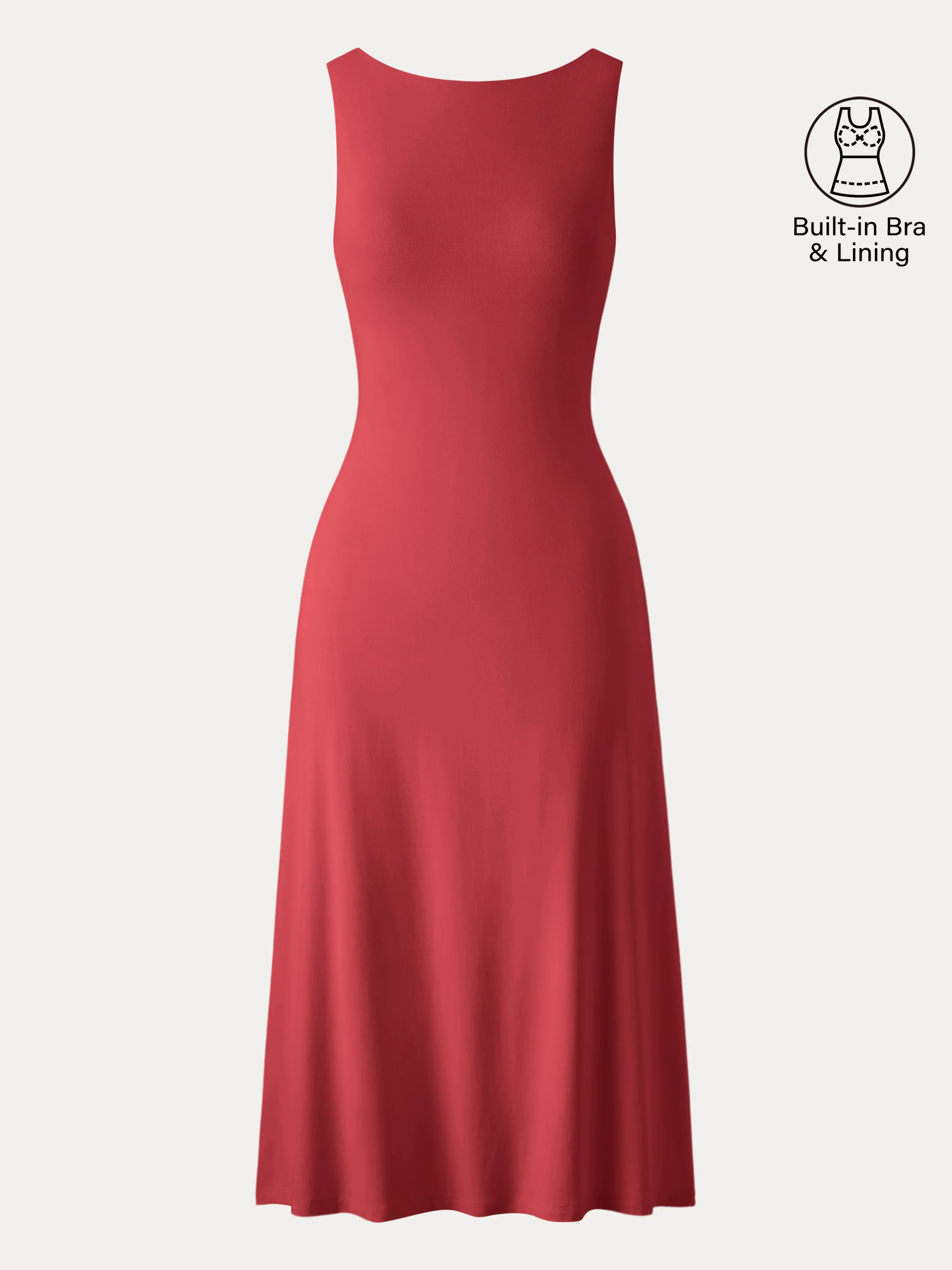 Classy Boatneck Open Back Bandless Midi Brami Dress