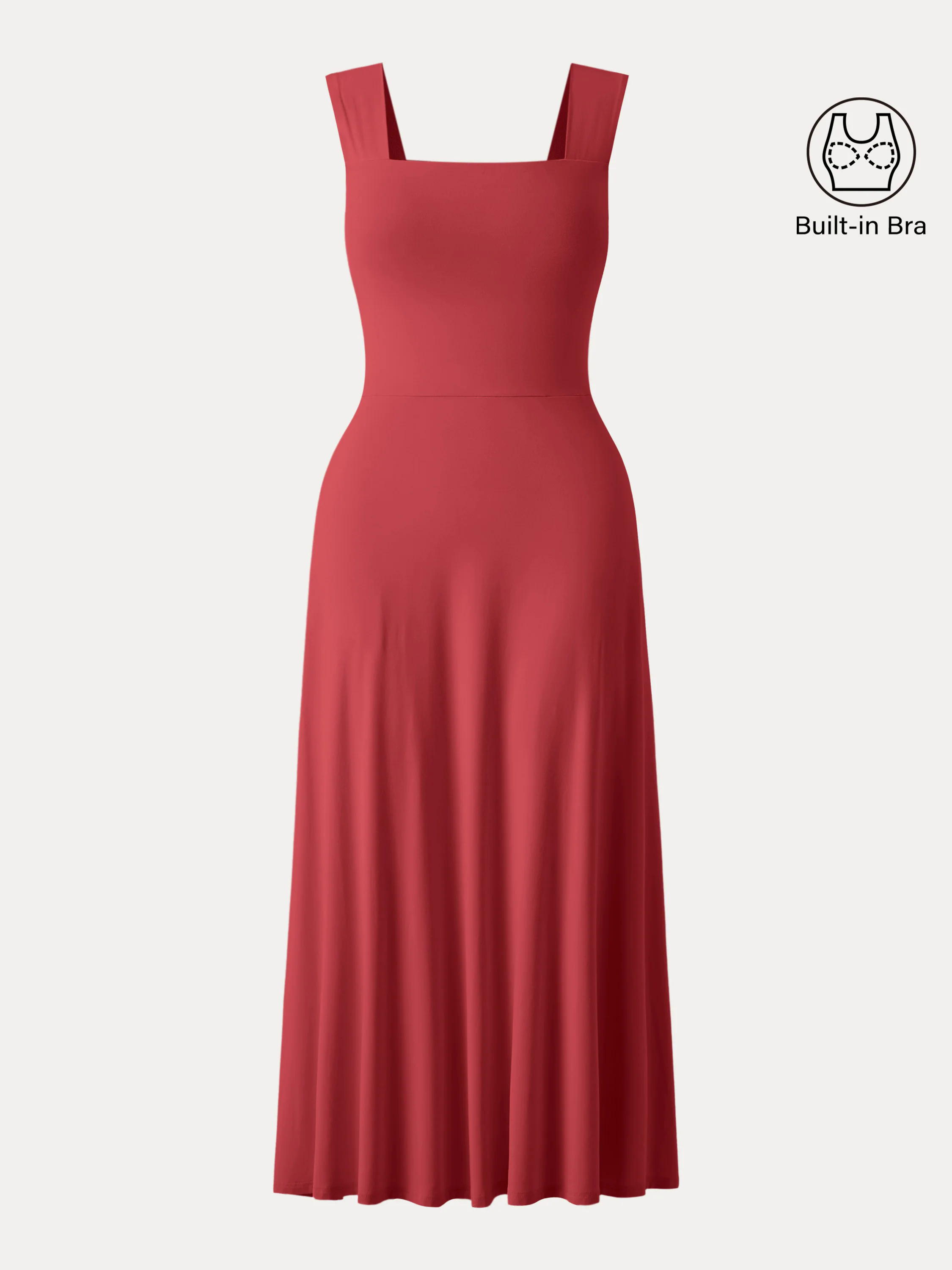 Flowy Square Neck Wide Straps Midi Brami Dress with Pockets Flowy Square Neck Wide Straps Midi Brami Dress with Pockets