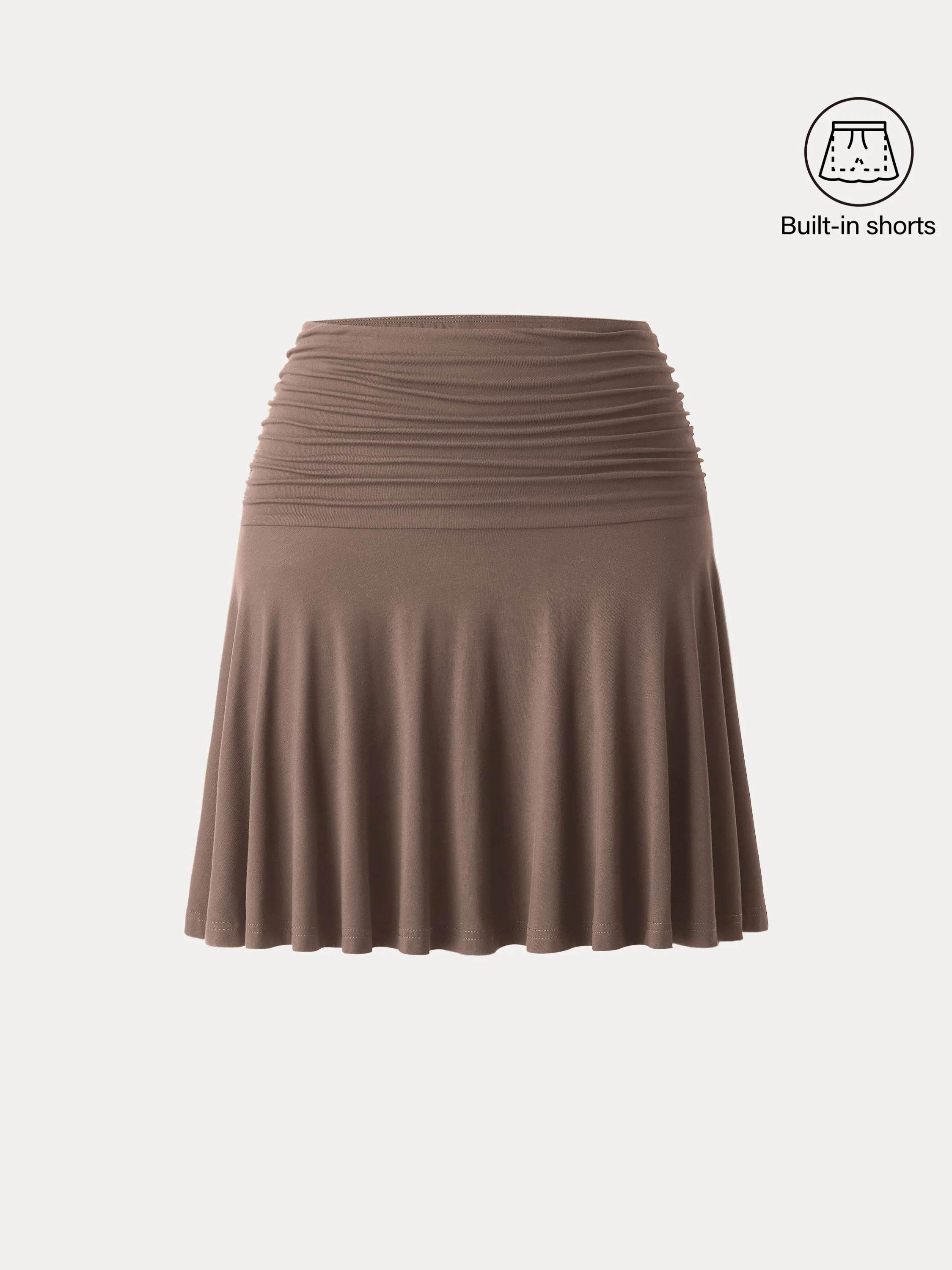 Essential Ruched Mini Circle Skirt with Lined Shorts Essential Ruched Mini Circle Skirt with Lined Shorts