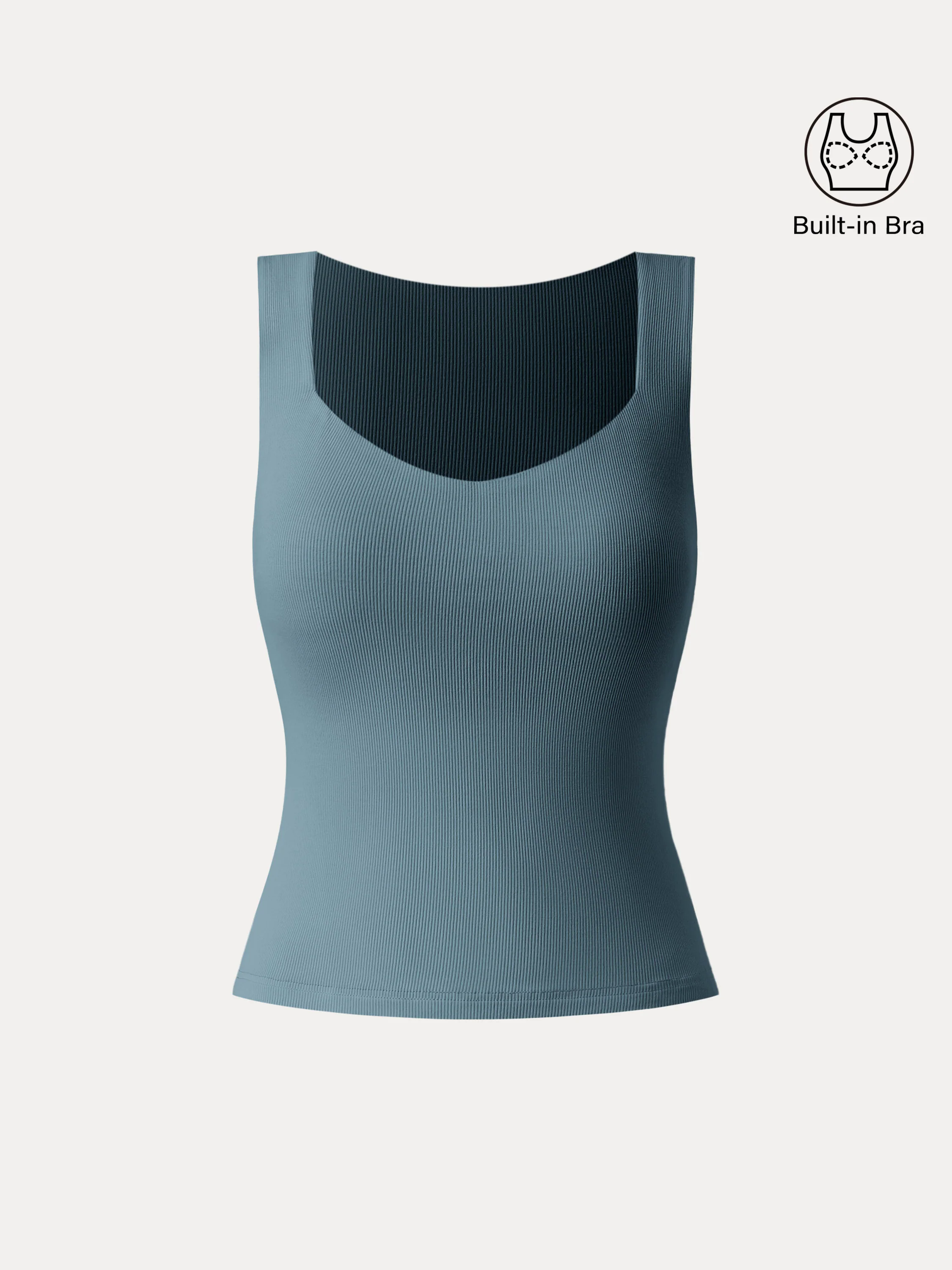 Diamond Neck Ribbed New Airy Brami Tank Diamond Neck Ribbed New Airy Brami Tank