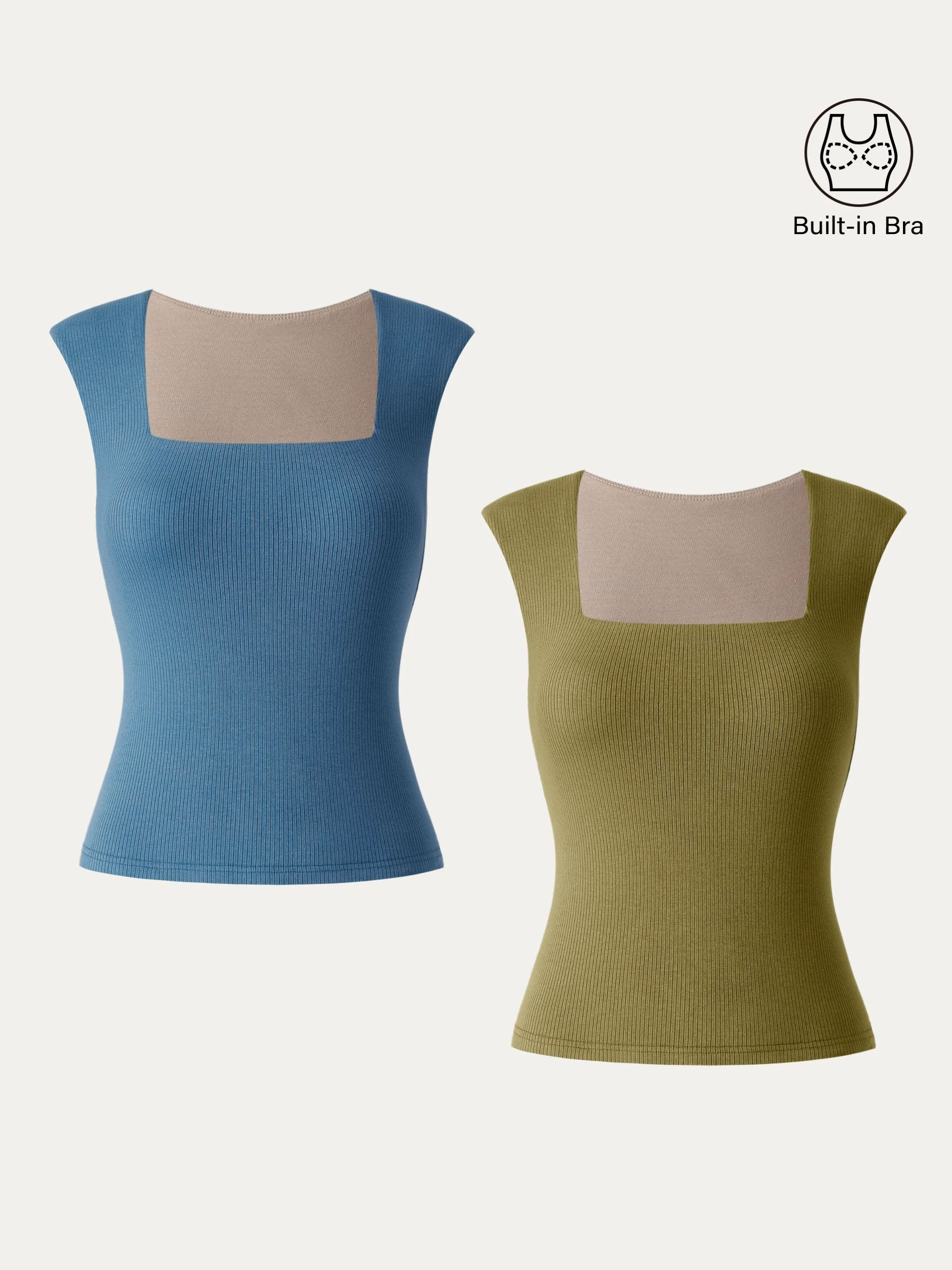 Stretch Cotton Square Neck Ribbed Brami Stretch Cotton Square Neck Ribbed Brami