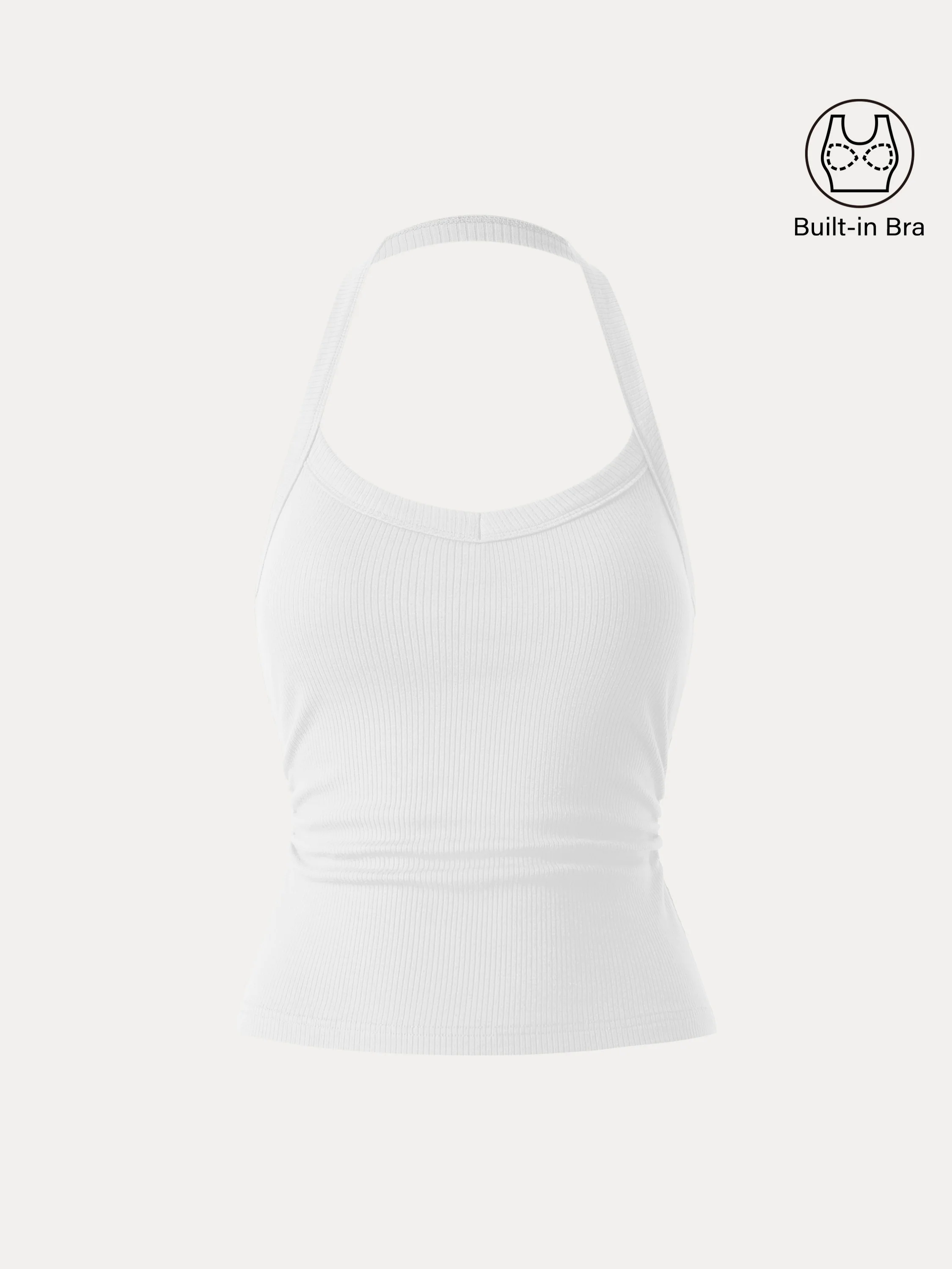 Halter Neck Side Ruched Ribbed Brami Tank Halter Neck Side Ruched Ribbed Brami Tank