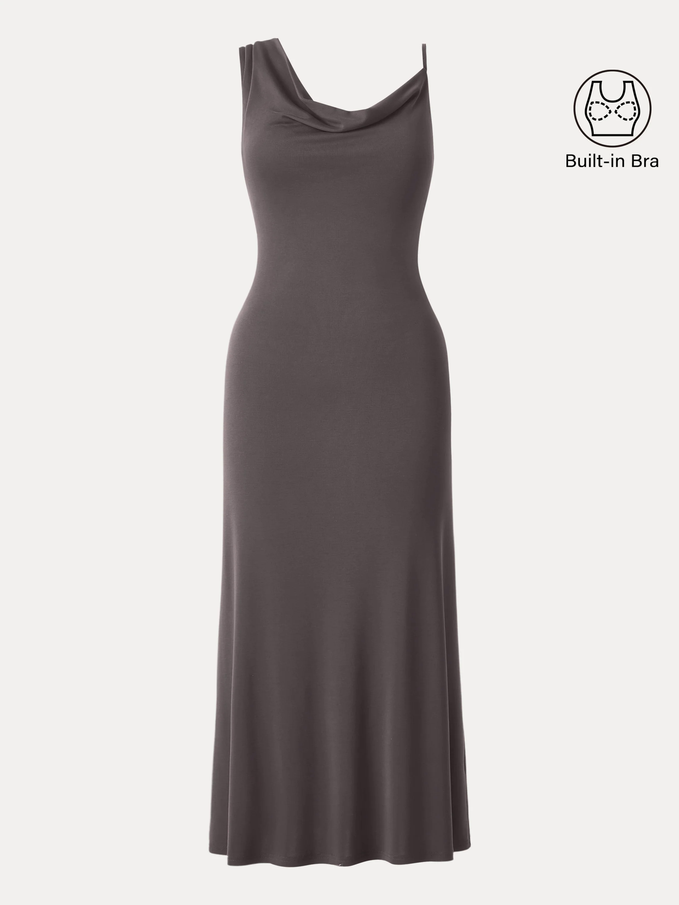 Sandwashed Asymmetrical Cowl Midi Brami Dress Sandwashed Asymmetrical Cowl Midi Brami Dress