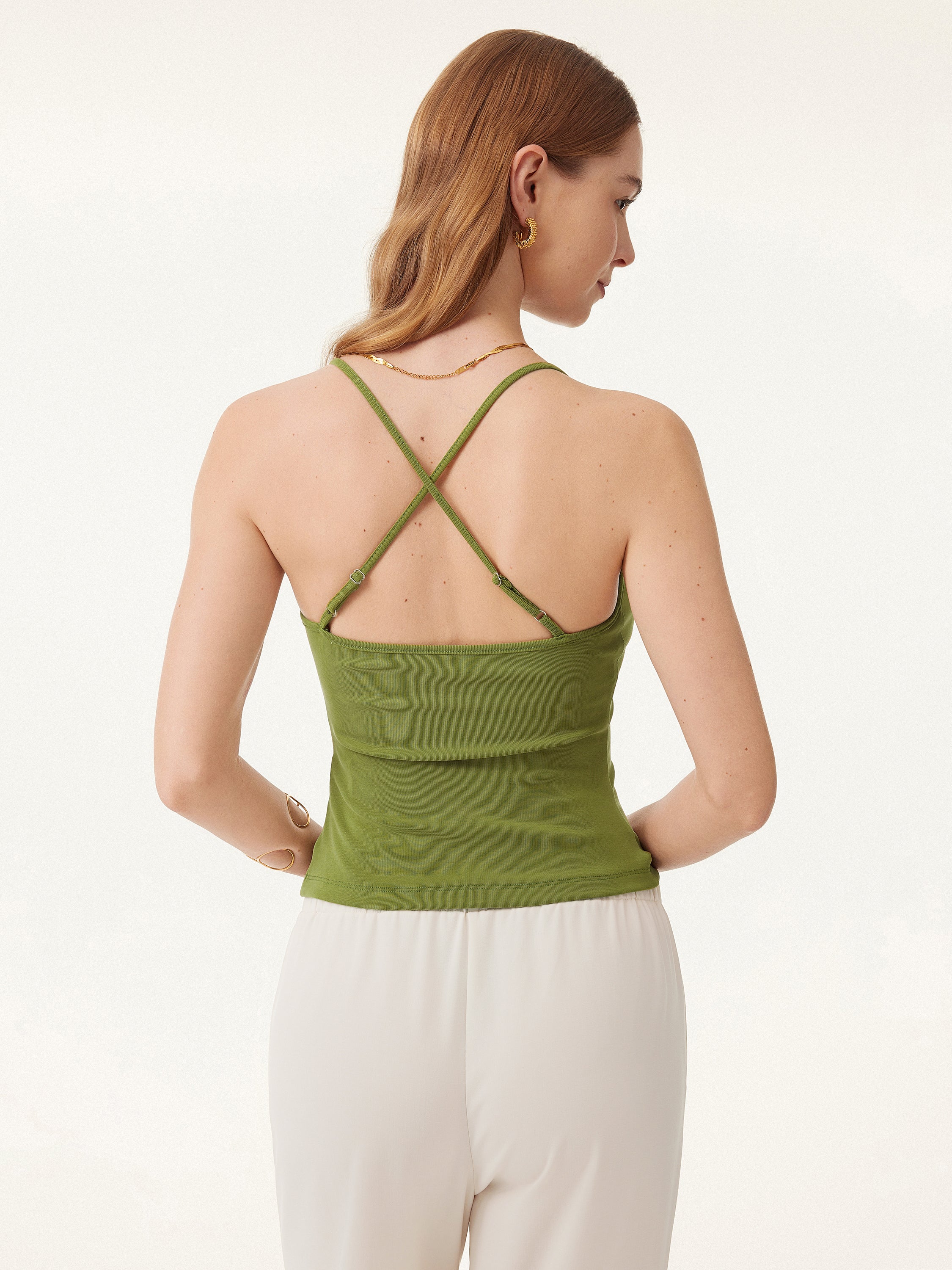 Sandwashed U-neck Cross-back Adjustable Strap Spaghetti Brami Sandwashed U-neck Cross-back Adjustable Strap Spaghetti Brami