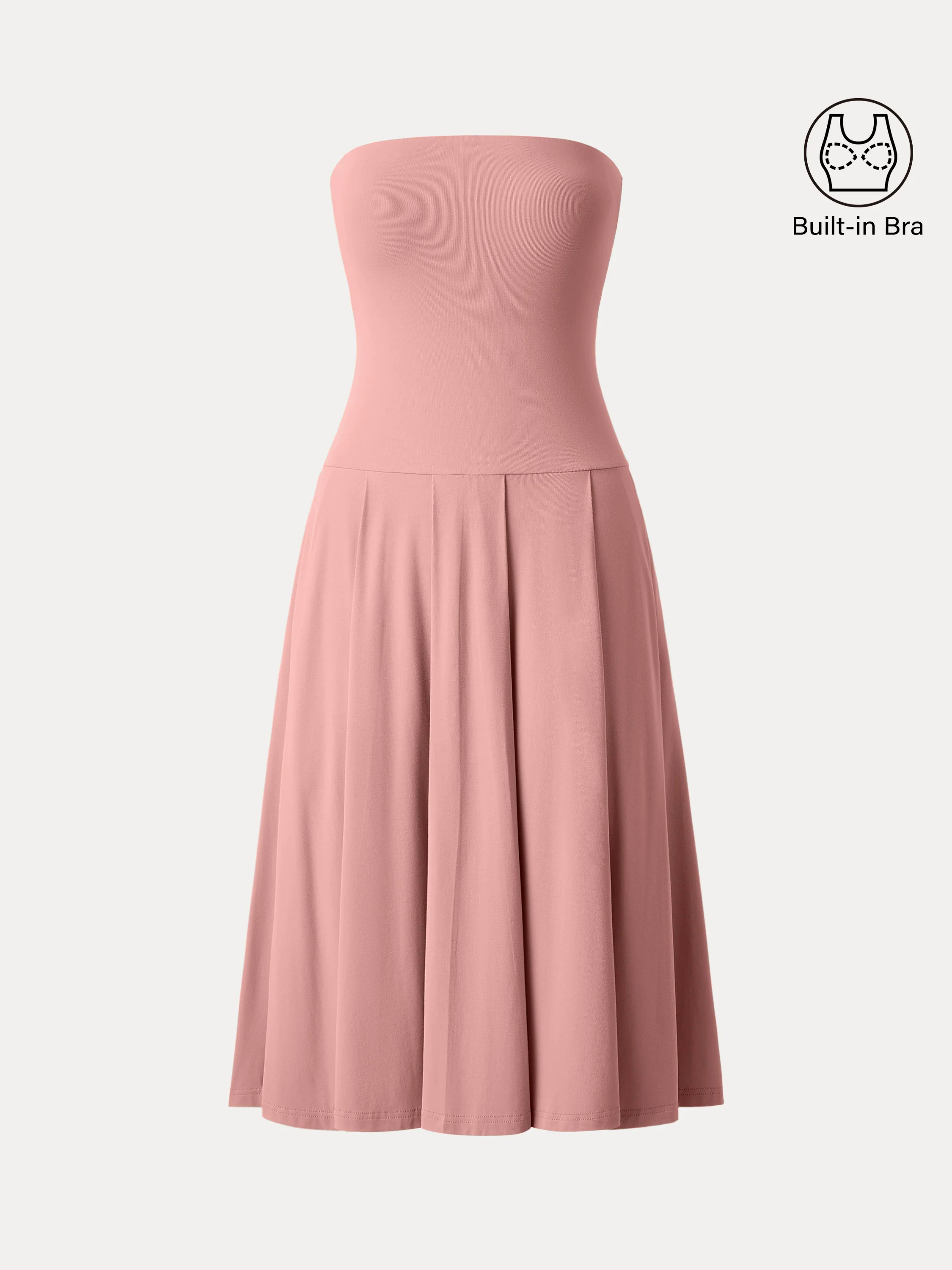 Strapless Pleated Midi Tube Brami Dress with Pockets Strapless Pleated Midi Tube Brami Dress with Pockets