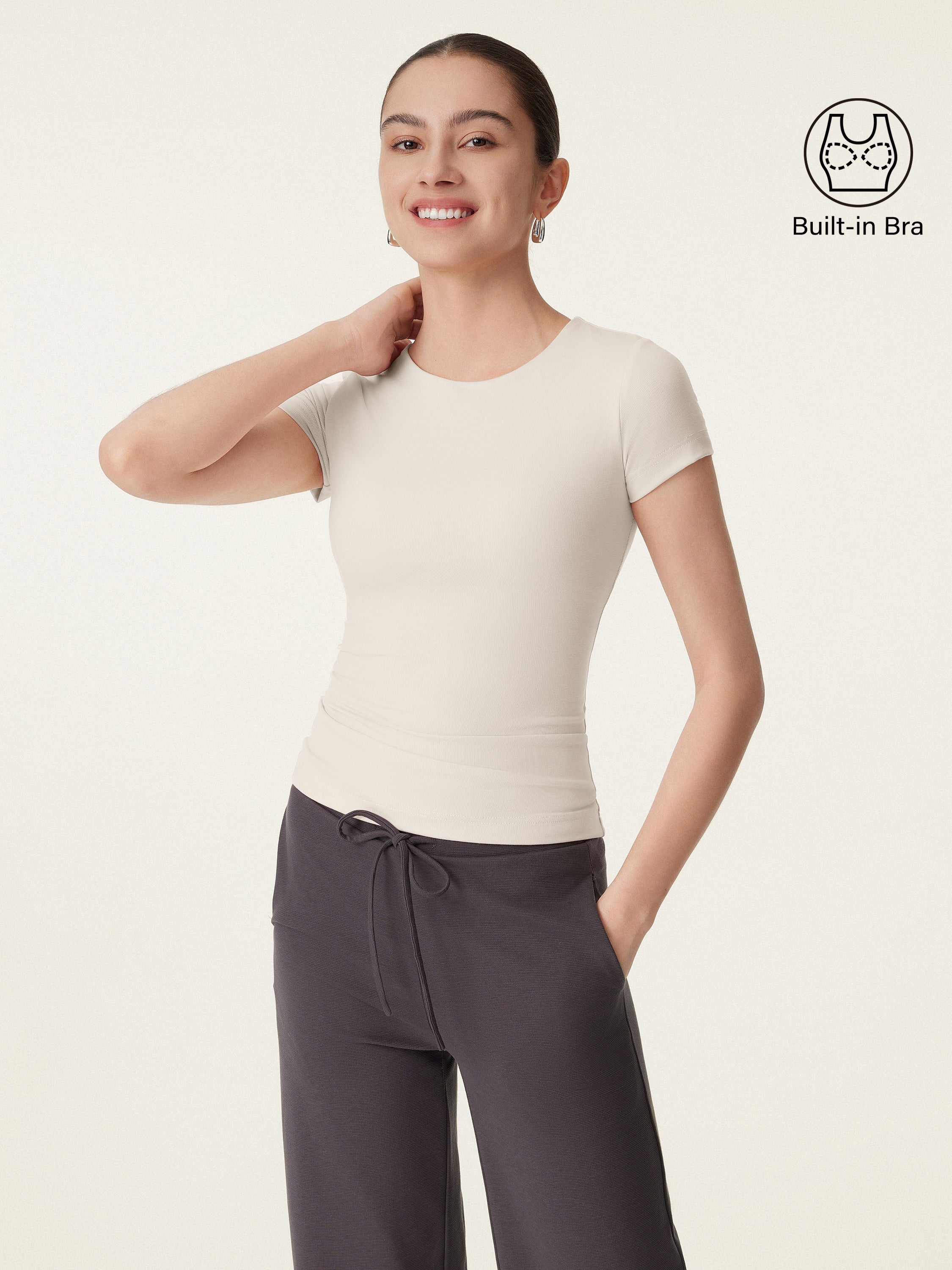 Crewneck Slimming Short Sleeve New Airy Brami Crewneck Slimming Short Sleeve New Airy Brami