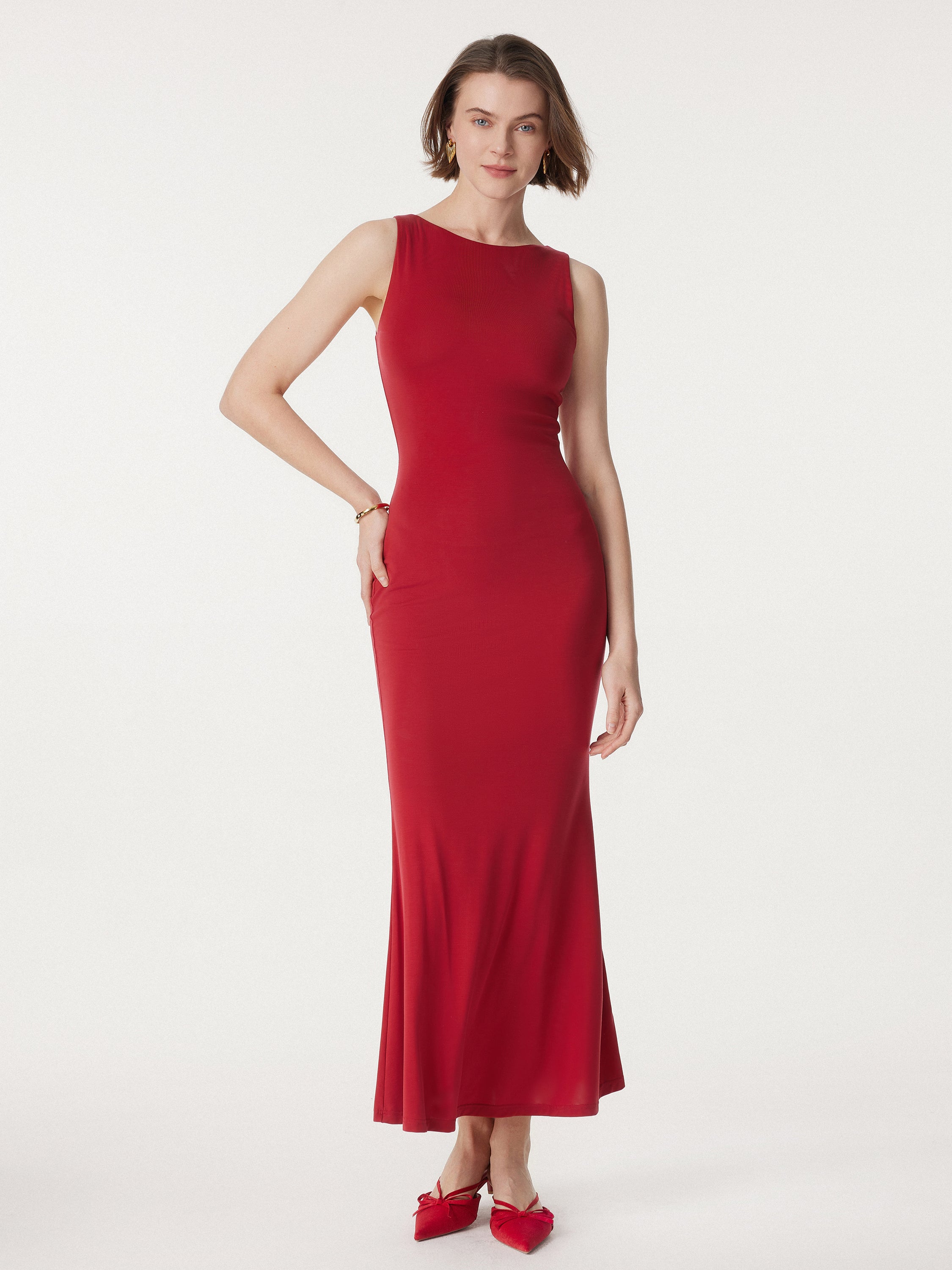 Effortless Boatneck Mermaid Maxi Dress Effortless Boatneck Mermaid Maxi Dress