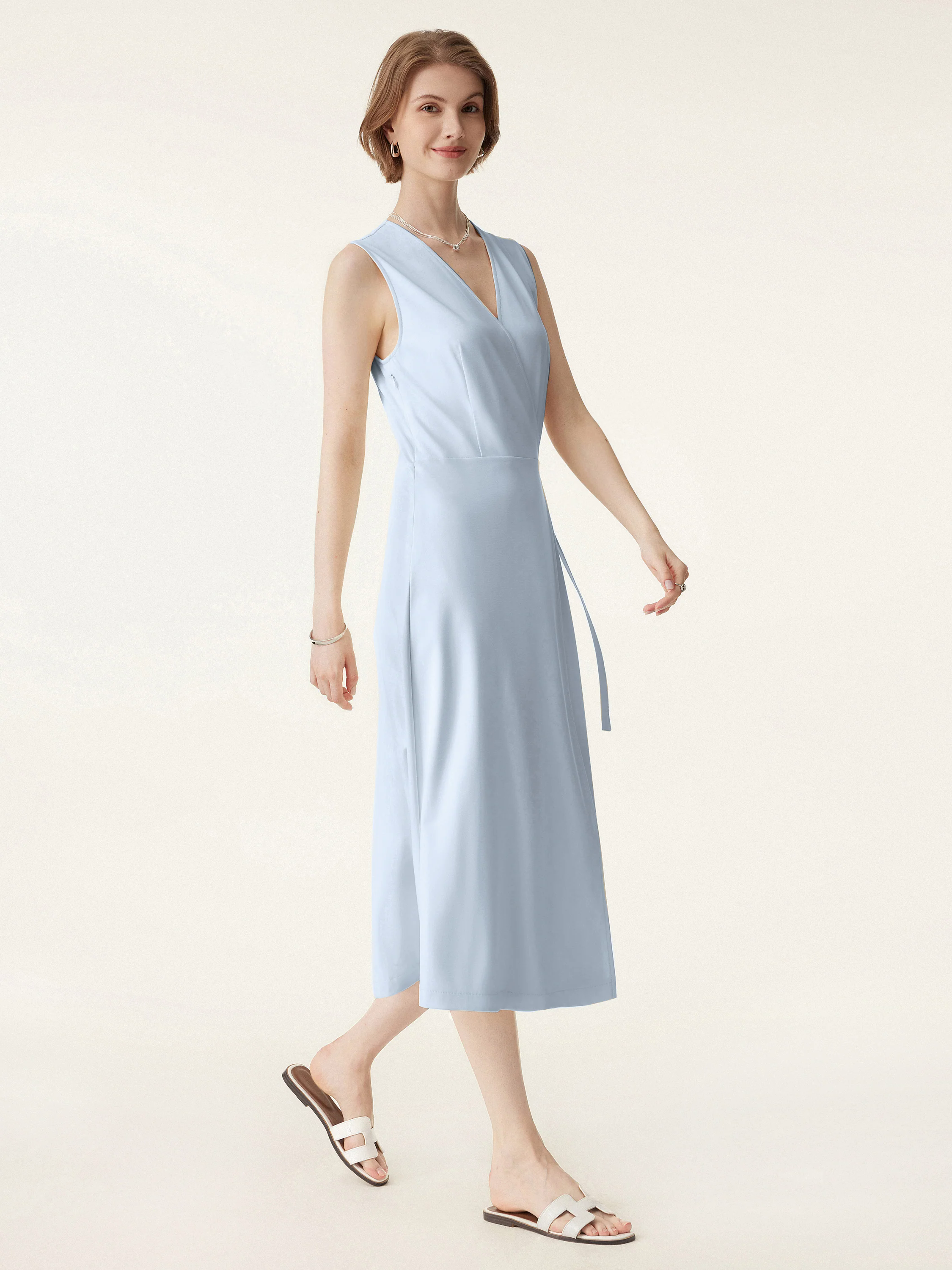 Surplice Adjustable Side-belt Midi Dress Surplice Adjustable Side-belt Midi Dress