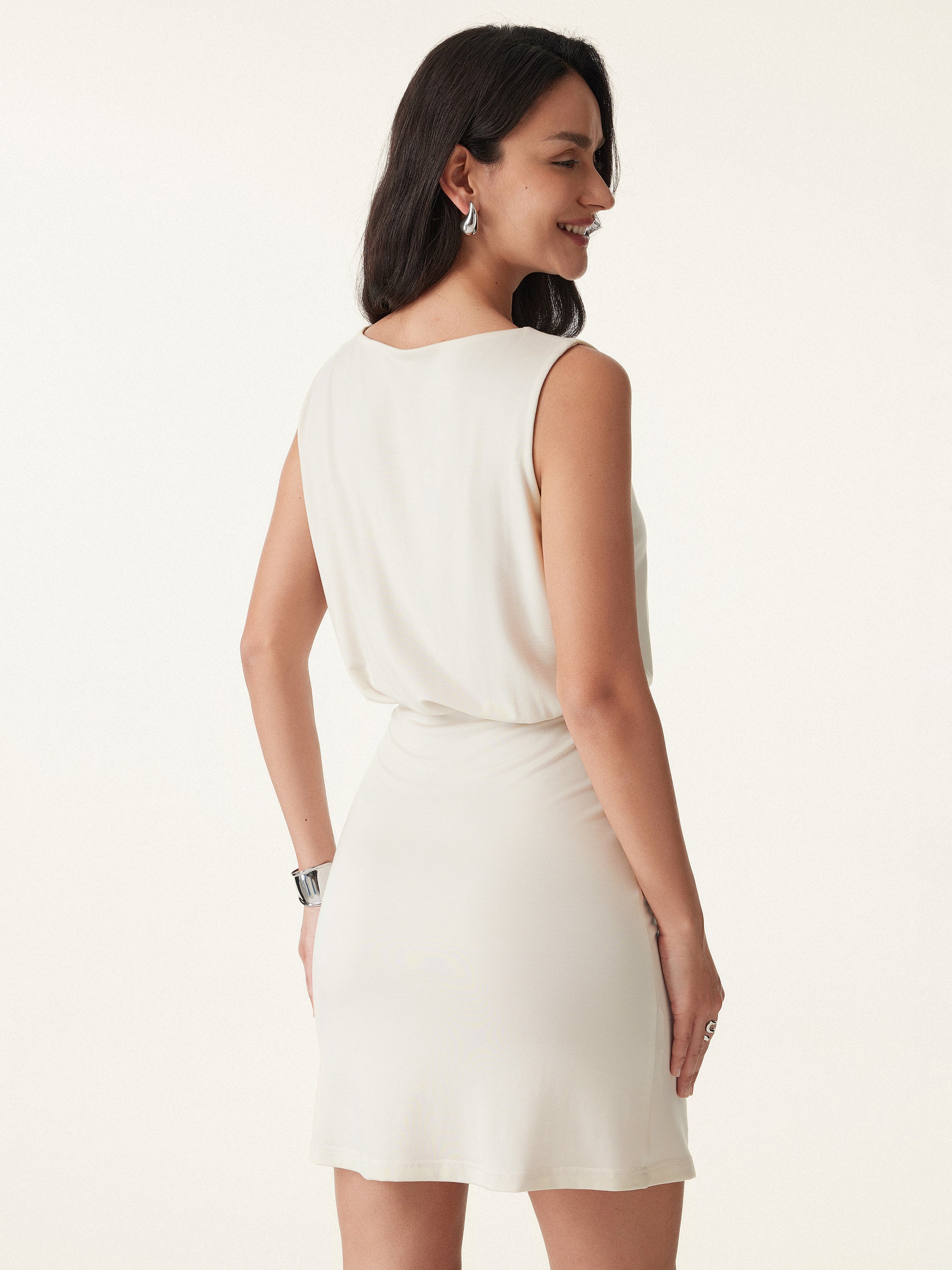 Detachable Rose Boatneck Summer Mini Dress Detachable Rose Boatneck Summer Mini Dress