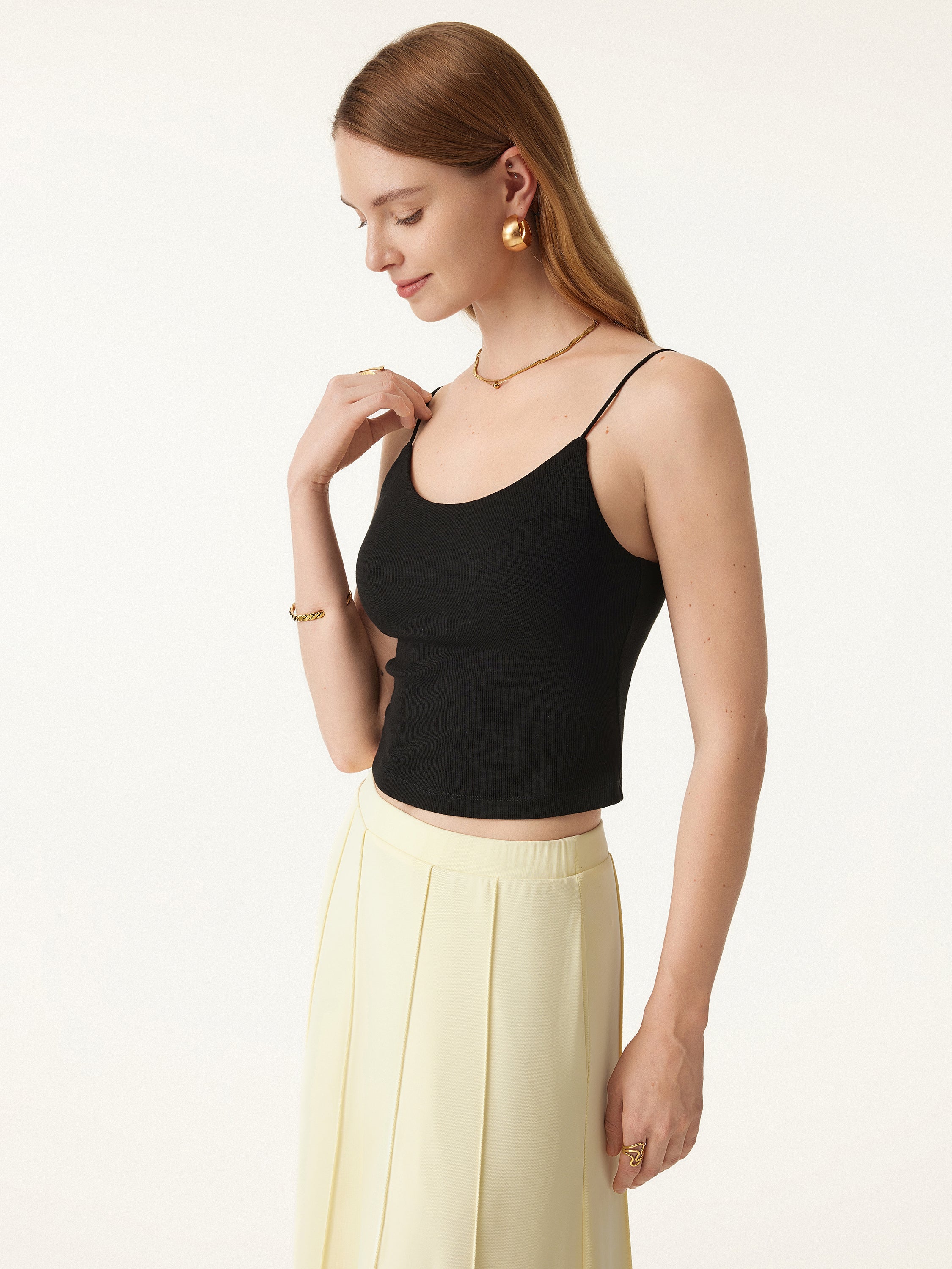 Stretch Cotton U-neck Spaghetti Slim Strap Brami Stretch Cotton U-neck Spaghetti Slim Strap Brami