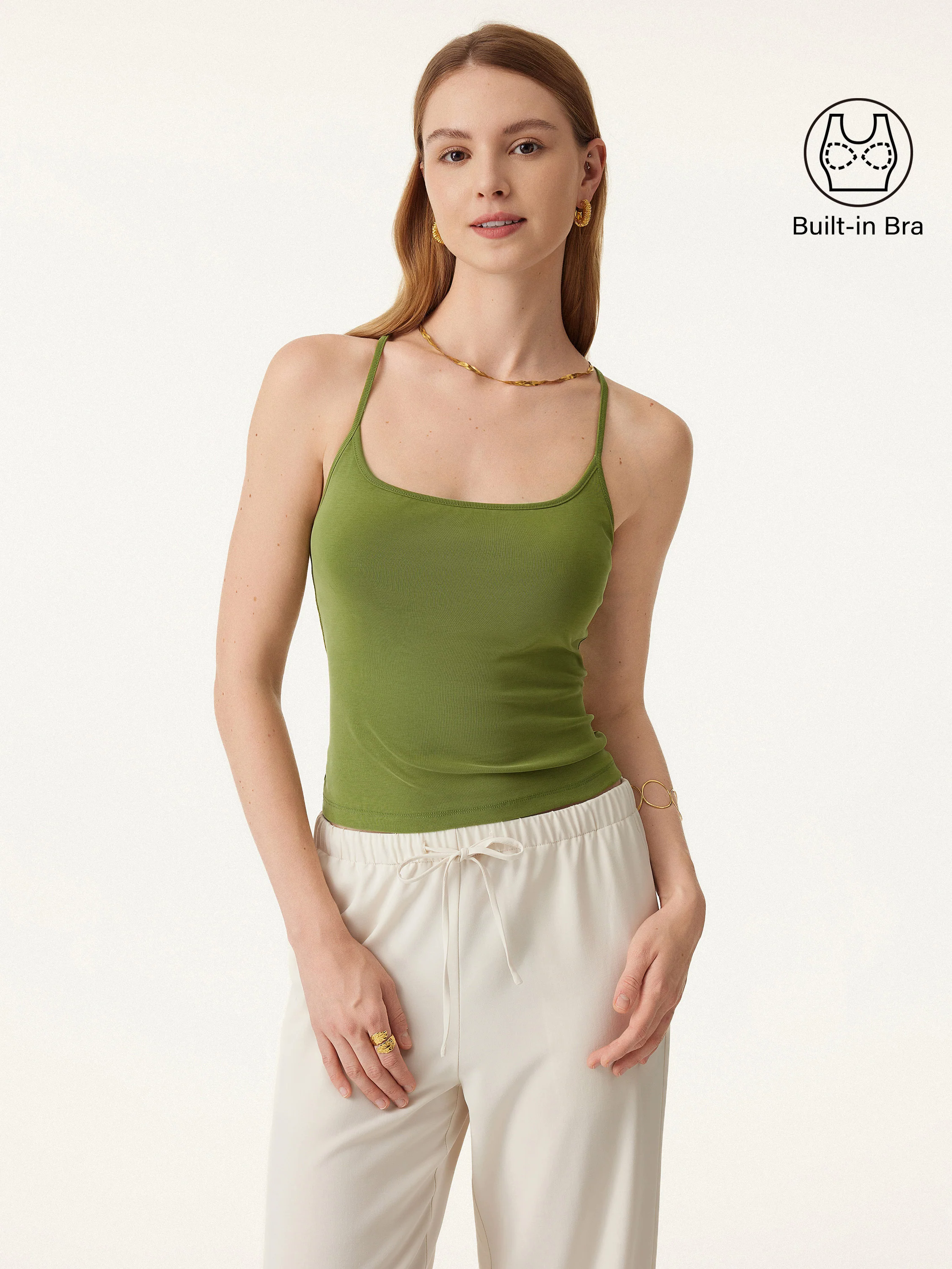 Sandwashed U-neck Cross-back Adjustable Strap Spaghetti Brami