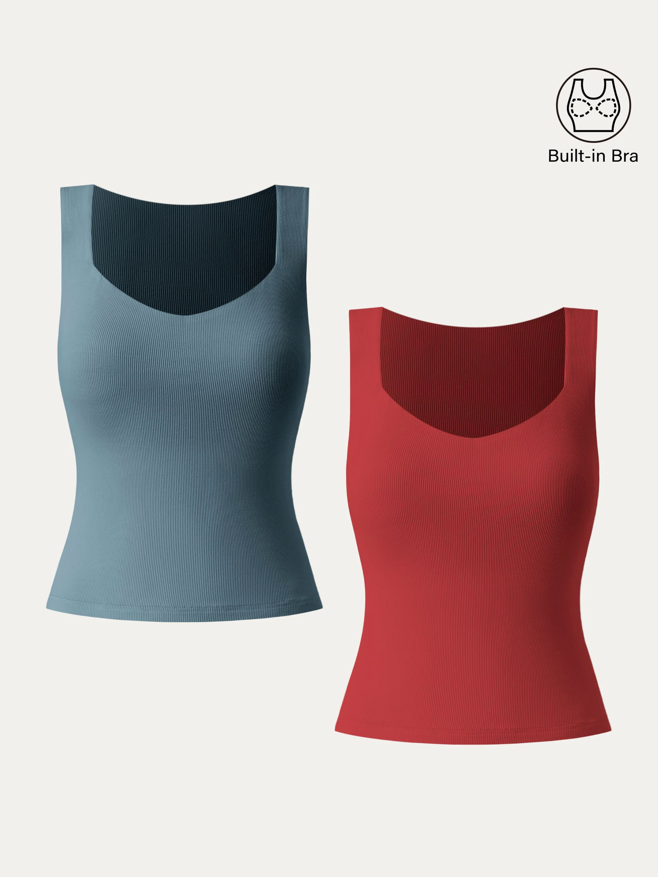 Diamond Neck Ribbed New Airy Brami Tank Diamond Neck Ribbed New Airy Brami Tank