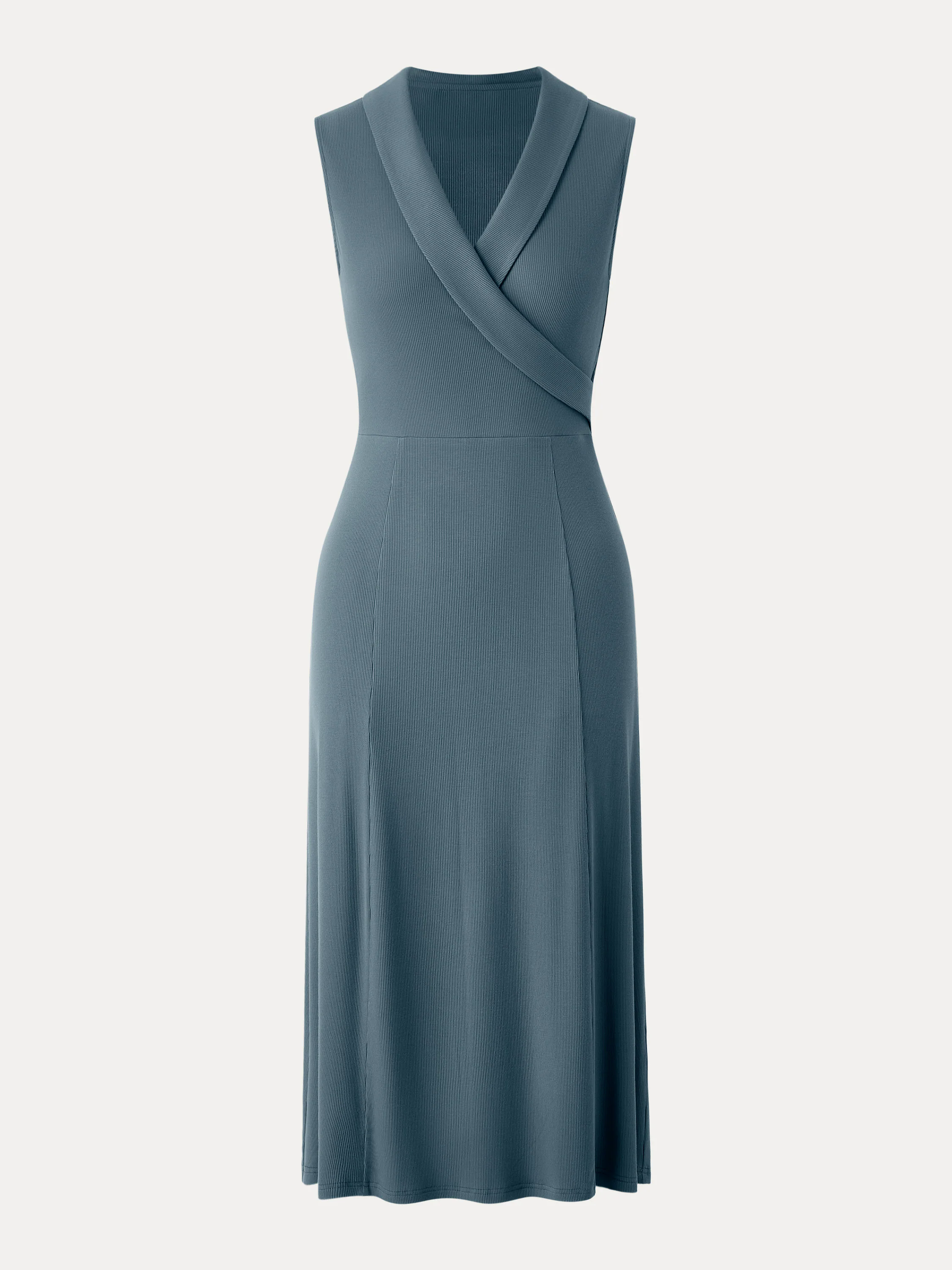 Collared Surplice Midi Sleeveless Dress Collared Surplice Midi Sleeveless Dress