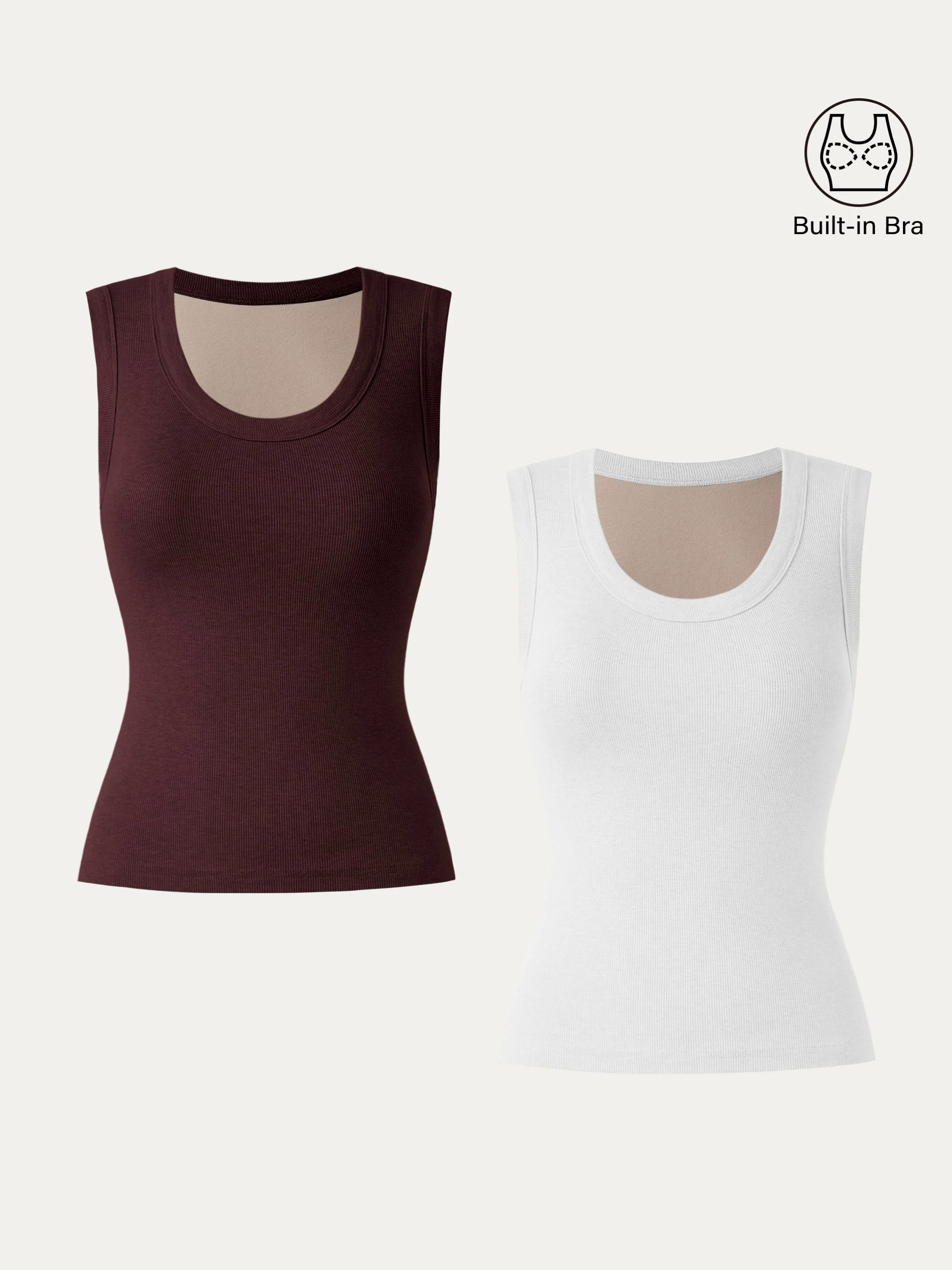 2Pcs Set Stretch Cotton Scoopneck New Airy Brami Tank 2Pcs Set Stretch Cotton Scoopneck New Airy Brami Tank
