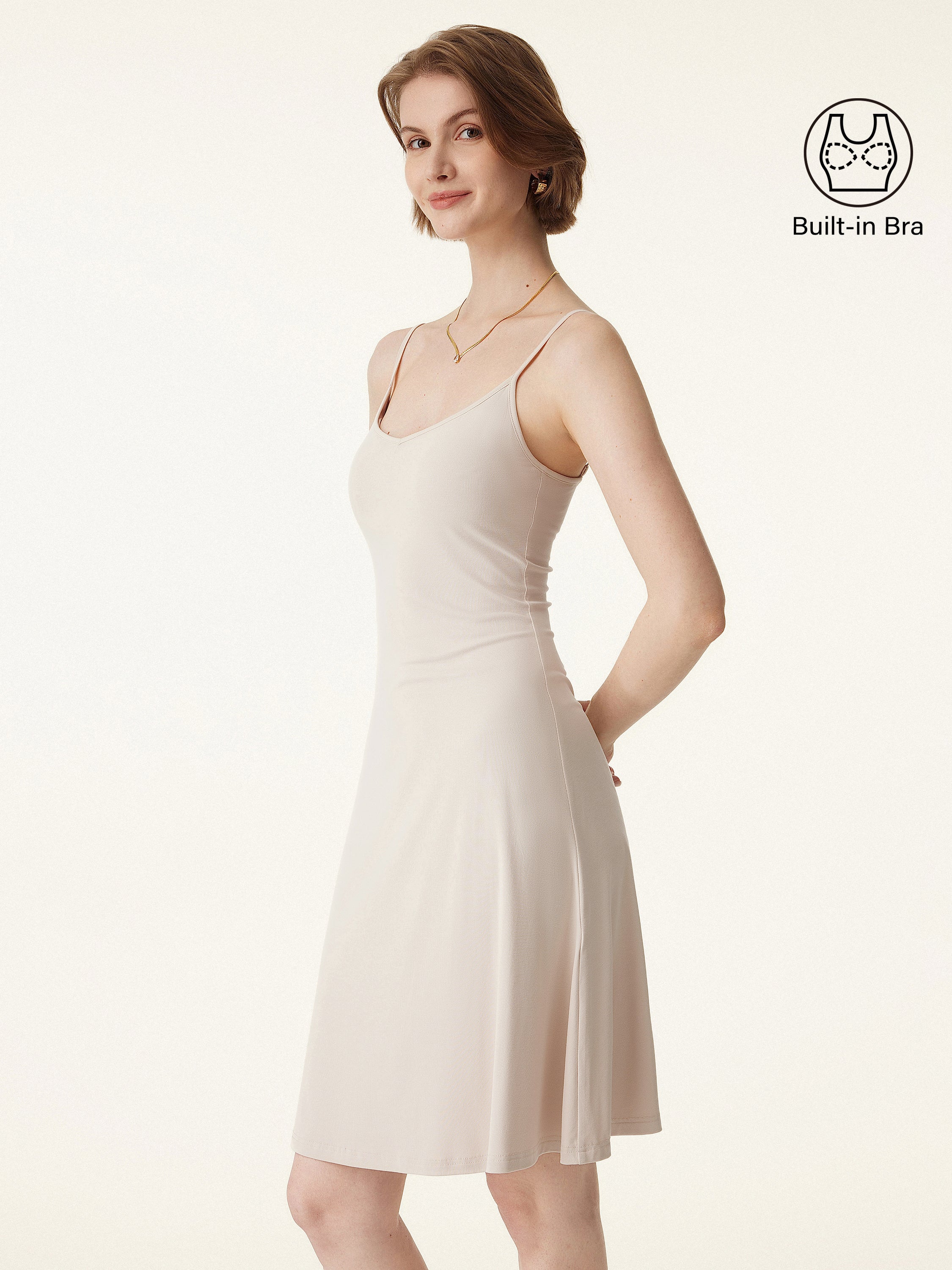 Easy V-neck Spaghetti Mini Brami Sundress