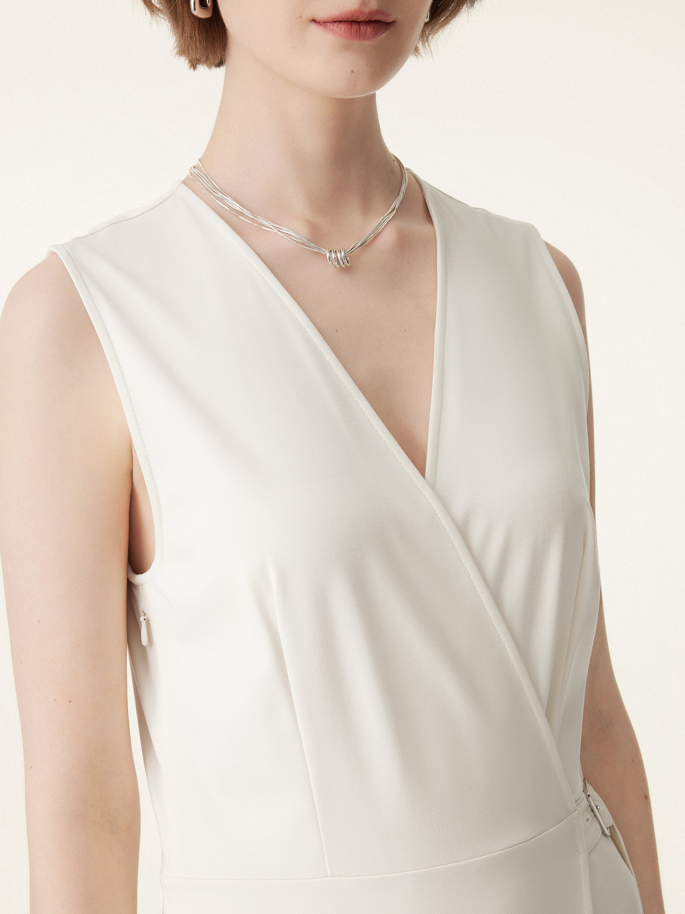 Surplice Adjustable Side-belt Midi Dress Surplice Adjustable Side-belt Midi Dress