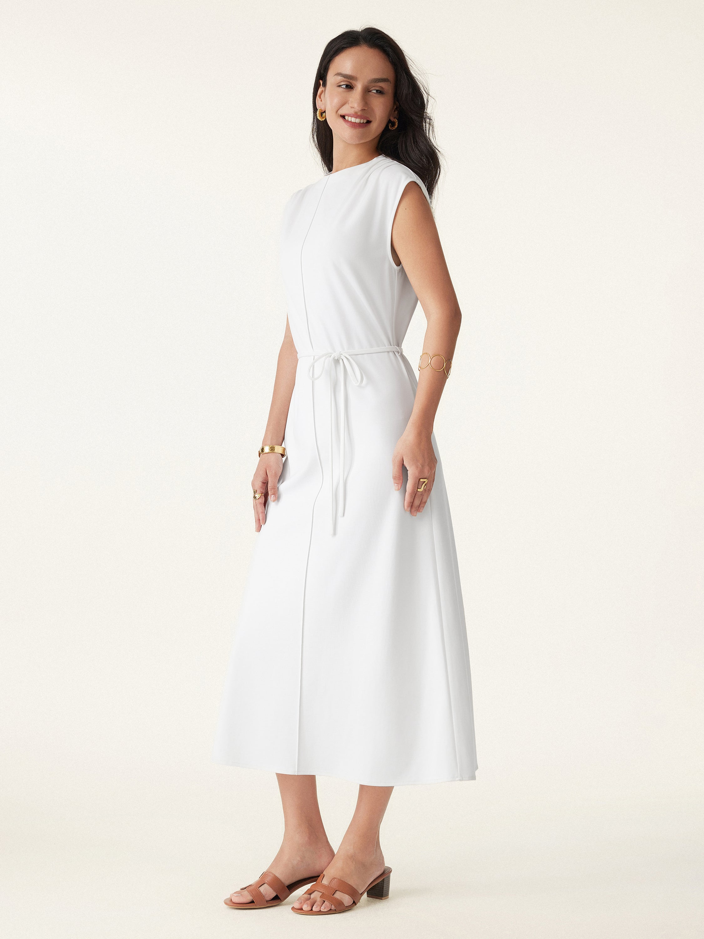 Breezy Easy Crewneck Zippered Midi Dress Breezy Easy Crewneck Zippered Midi Dress