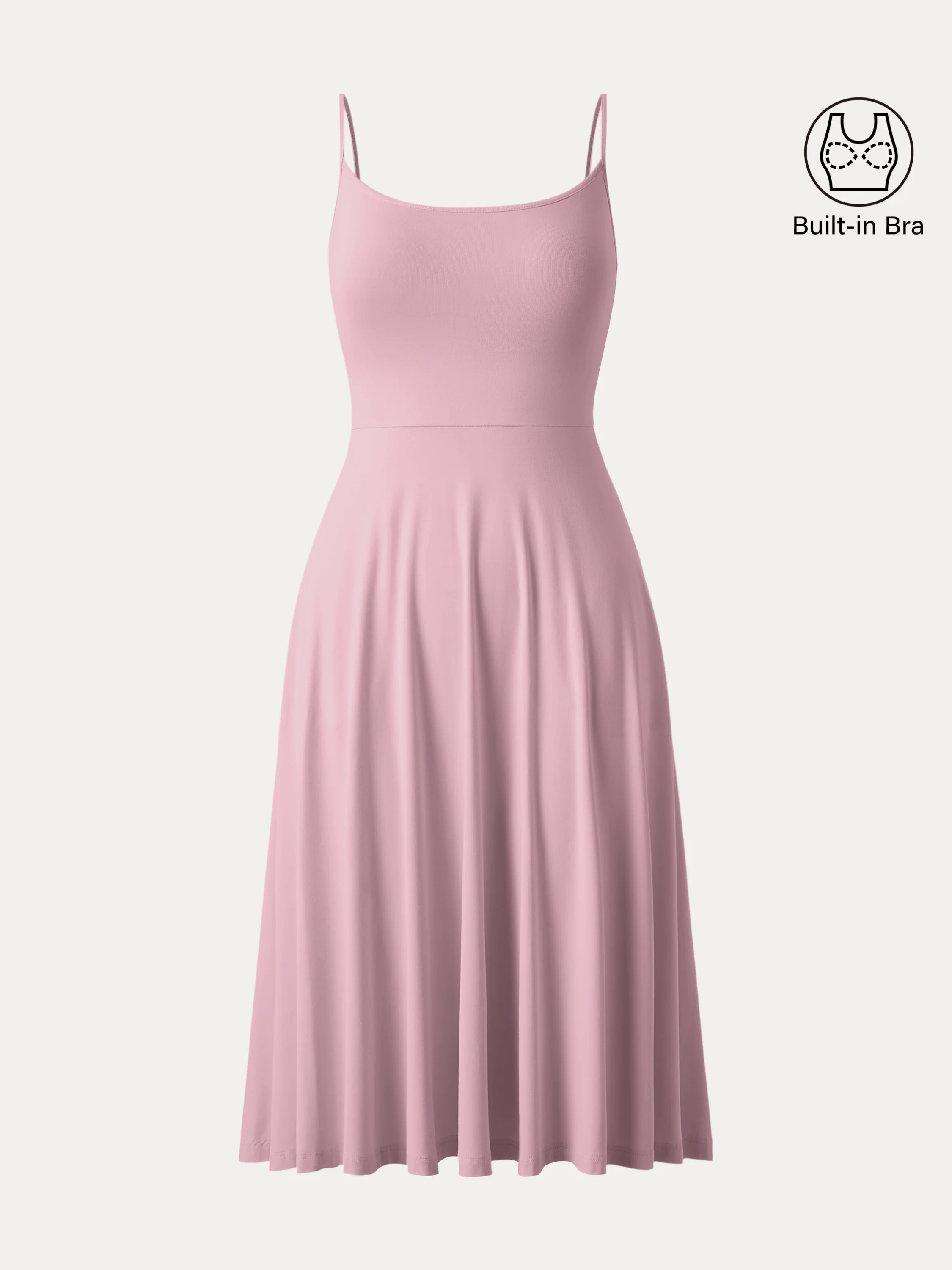 Flowy U-neck Midi Brami Sundress with Pockets