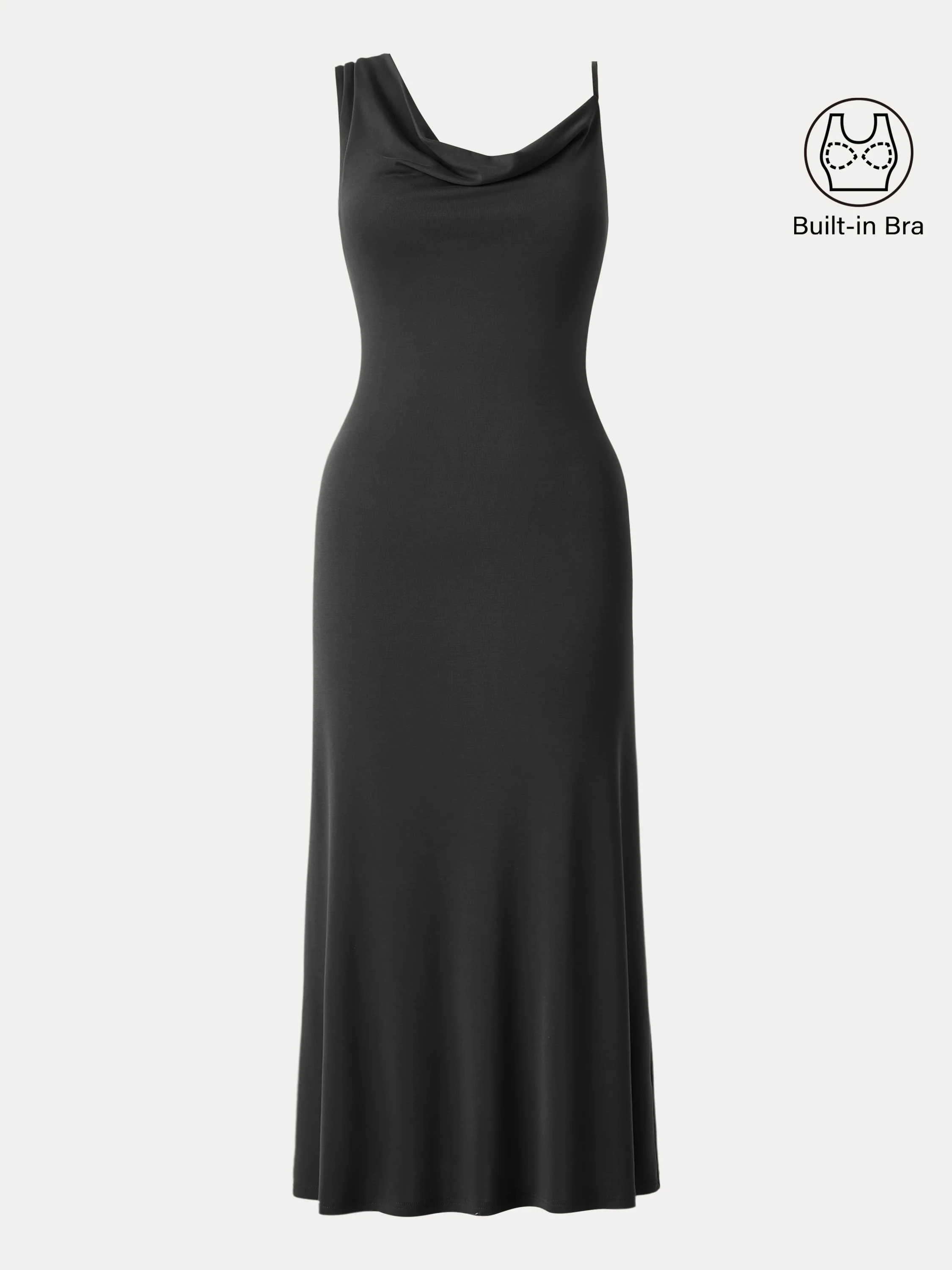 Sandwashed Asymmetrical Cowl Midi Brami Dress Sandwashed Asymmetrical Cowl Midi Brami Dress