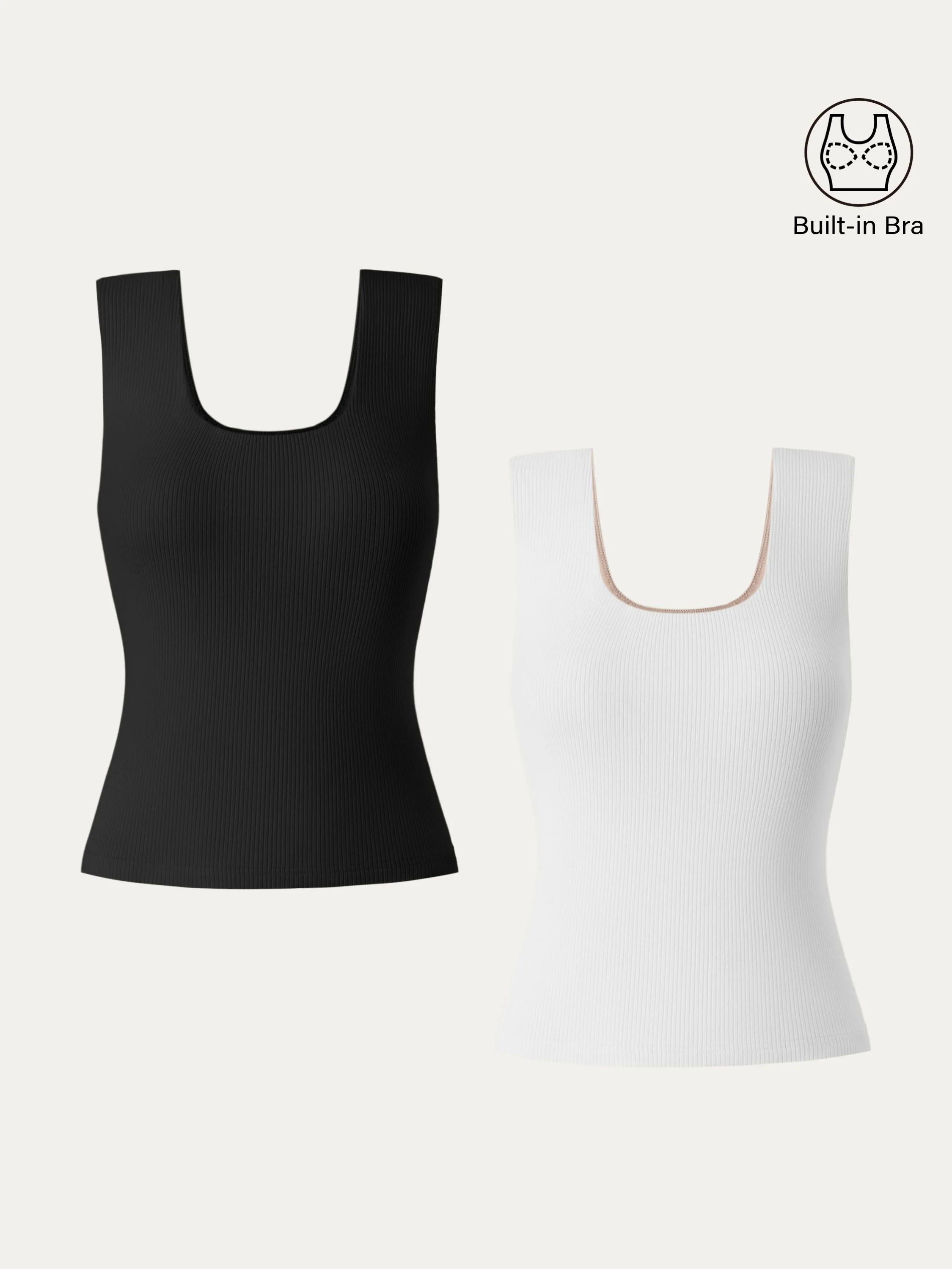 Stretch Cotton Wide Strap Ribbed Brami Tank Stretch Cotton Wide Strap Ribbed Brami Tank