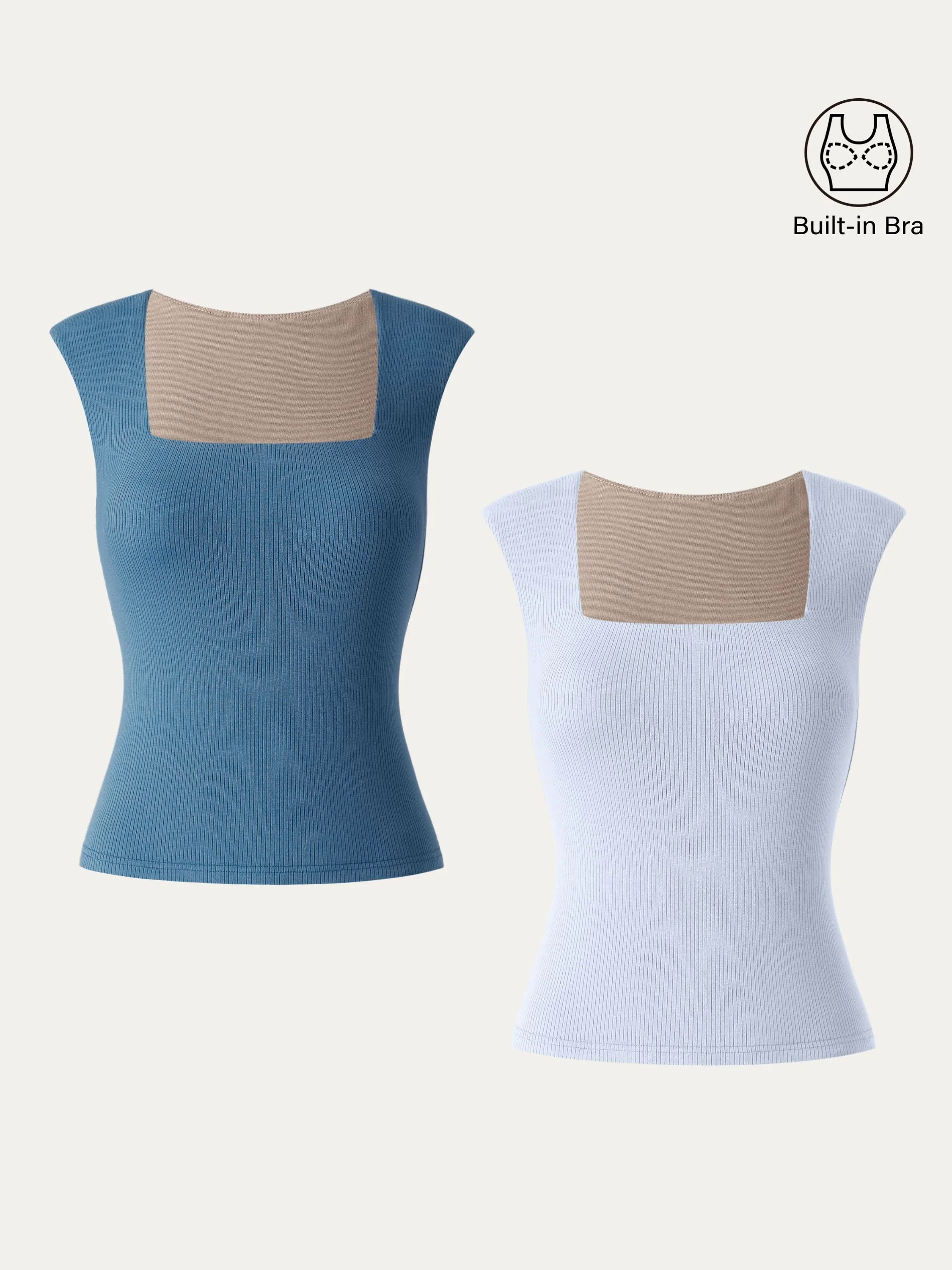 Stretch Cotton Square Neck Ribbed Brami Stretch Cotton Square Neck Ribbed Brami