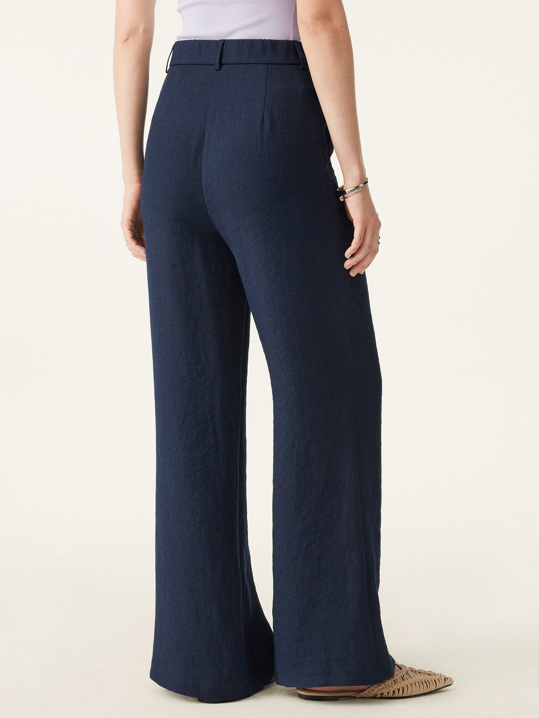 European Linen Mid Rise Flared Pant with Pockets European Linen Mid Rise Flared Pant with Pockets