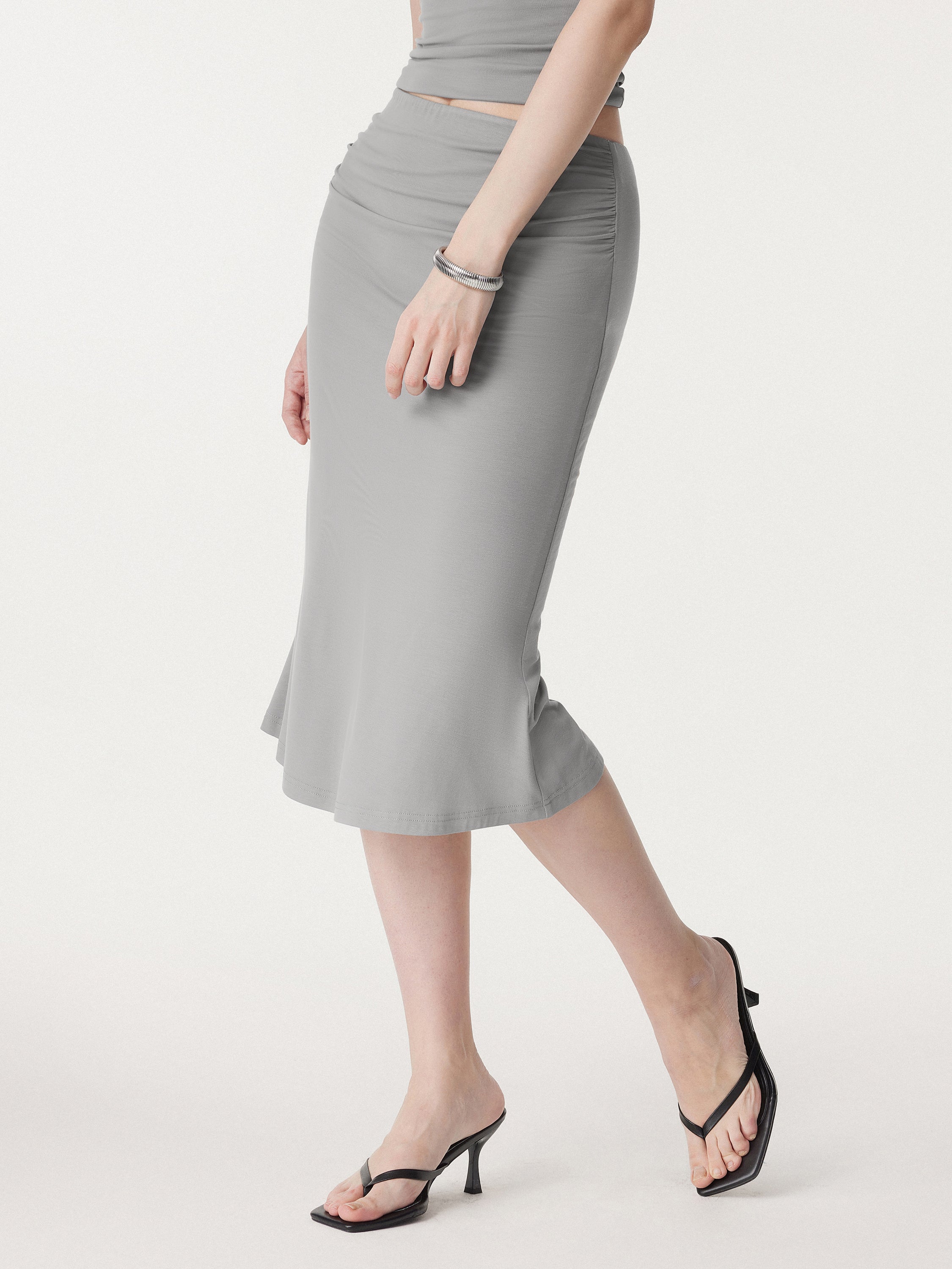 Ruched Side Mermaid Midi Skirt Ruched Side Mermaid Midi Skirt