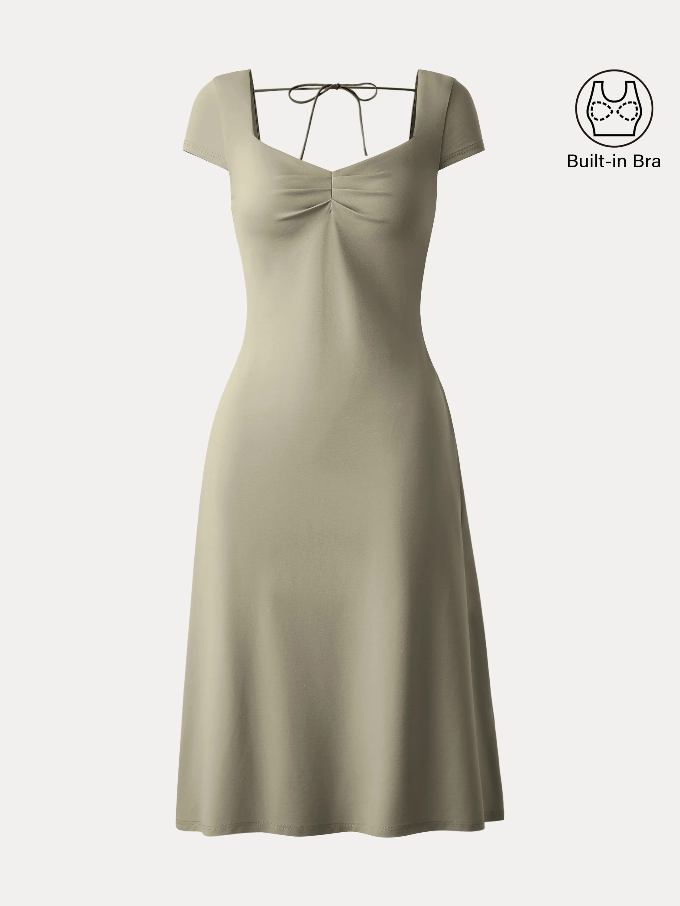 Diamond Neck Open Back Midi New Airy Brami Dress