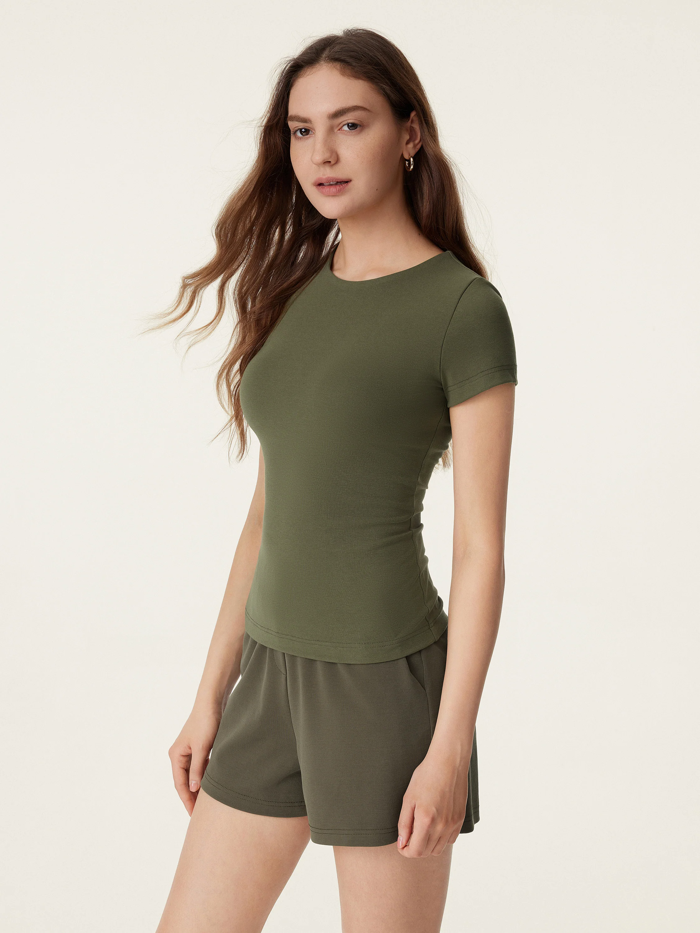 Crewneck Slimming Short Sleeve New Airy Brami Crewneck Slimming Short Sleeve New Airy Brami