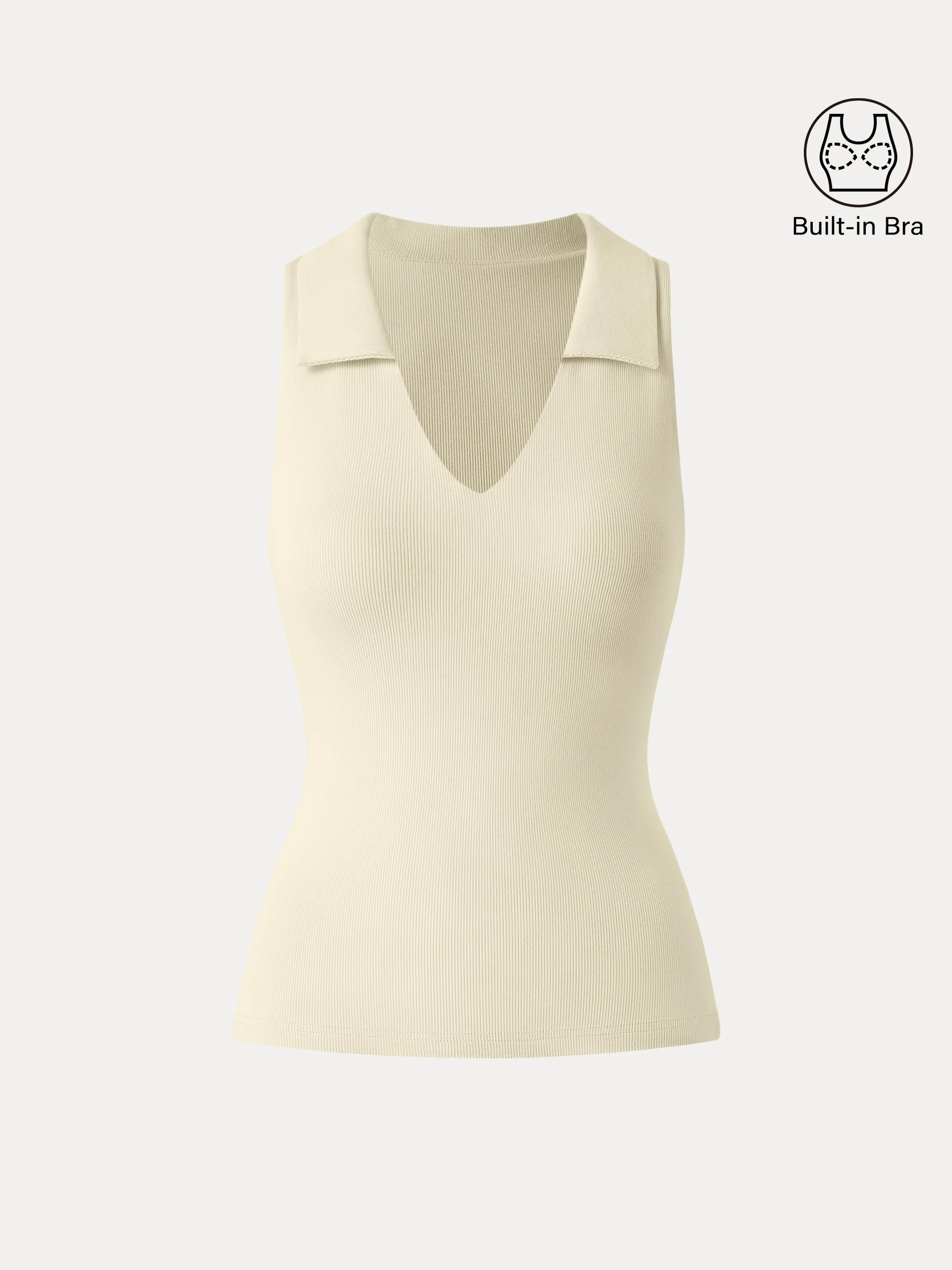 Stretch Cotton V-neck Collared Brami Top Stretch Cotton V-neck Collared Brami Top